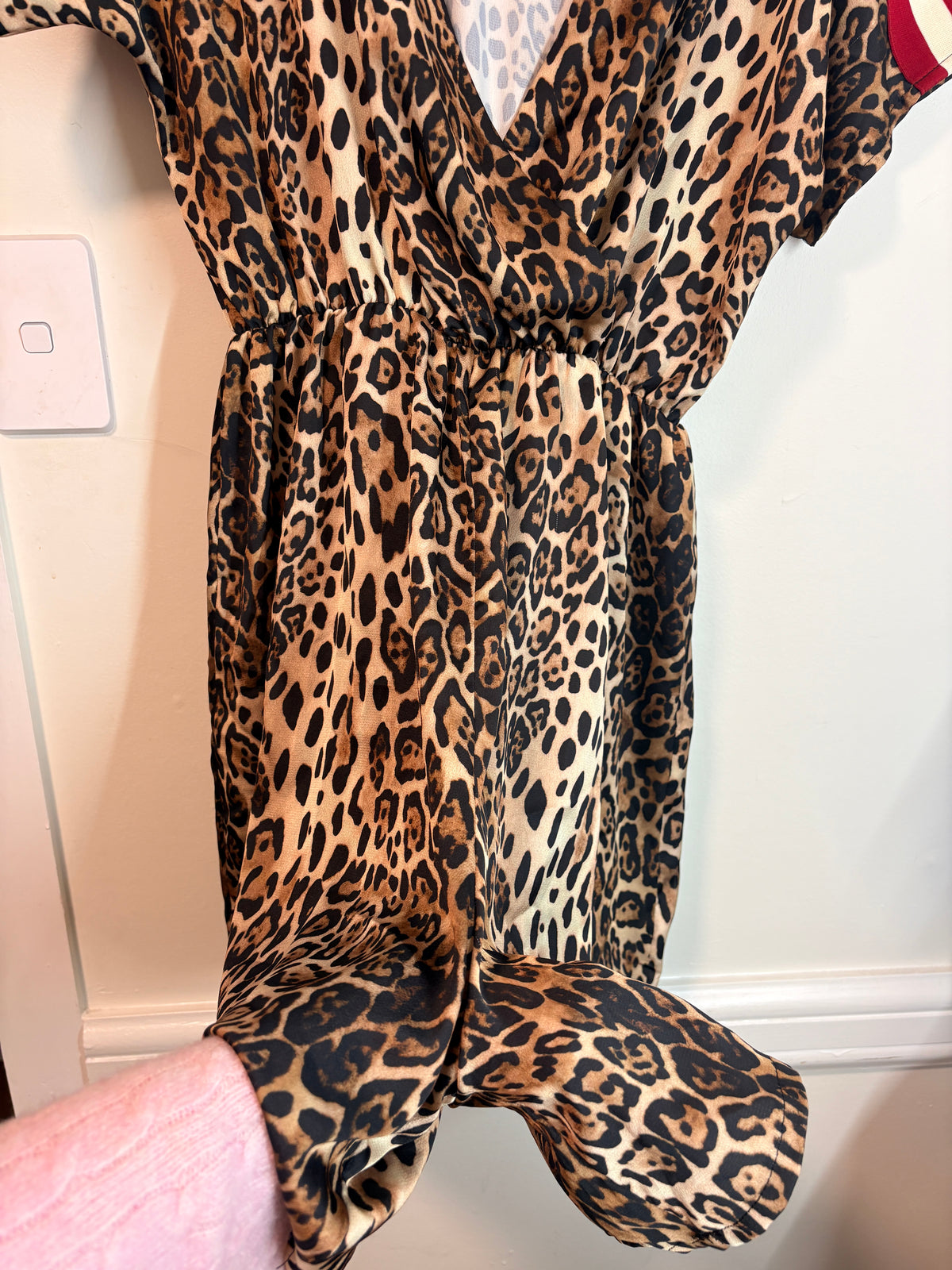 Dimora Leopard Print Mini Dress With Side Stripe Detail Size L - Image 2
