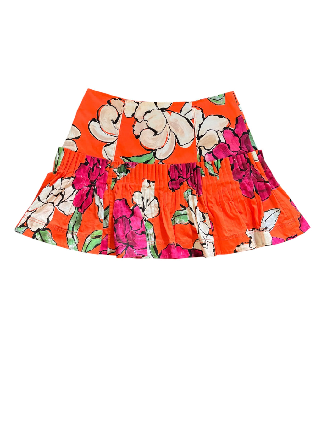 Aje. Floral Pleated Mini Skirt Orange Size 14 - Image 1