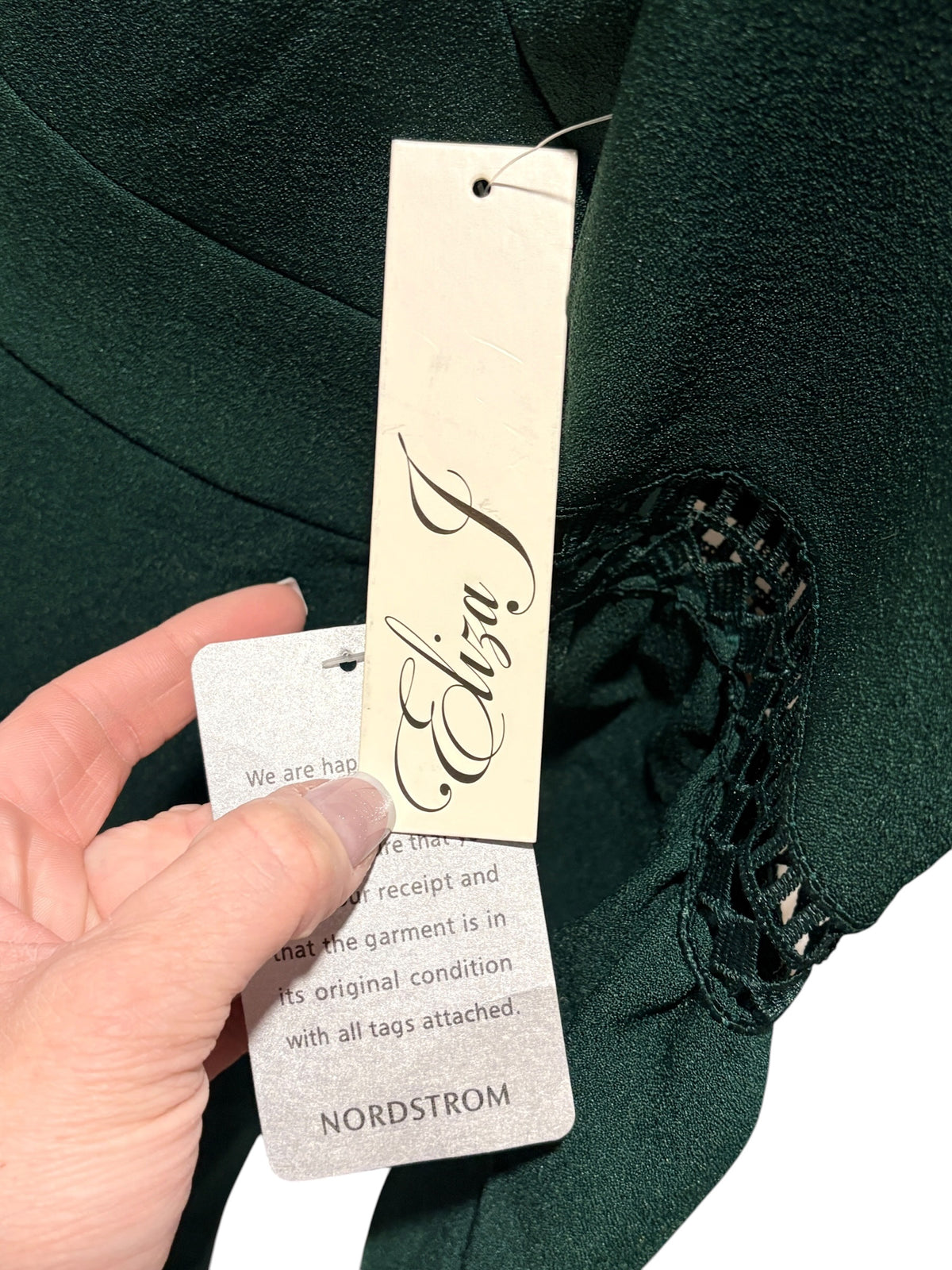 Eliza J Pleated Dress With Bell Sleeves Dark Green Size 6 - Image 6