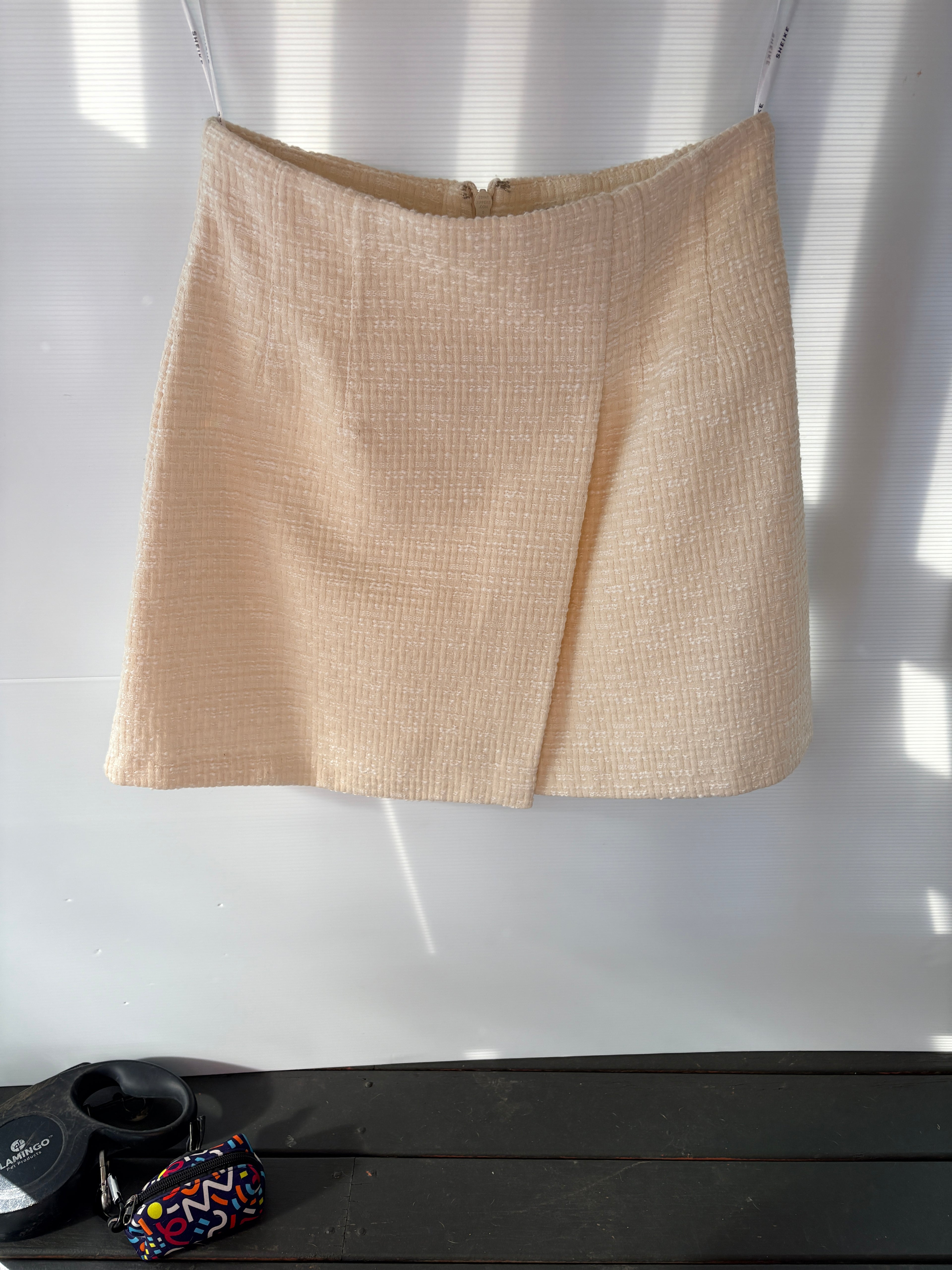 Sheike Tweed Mini Skirt Beige Women's Size 12 - Image 5