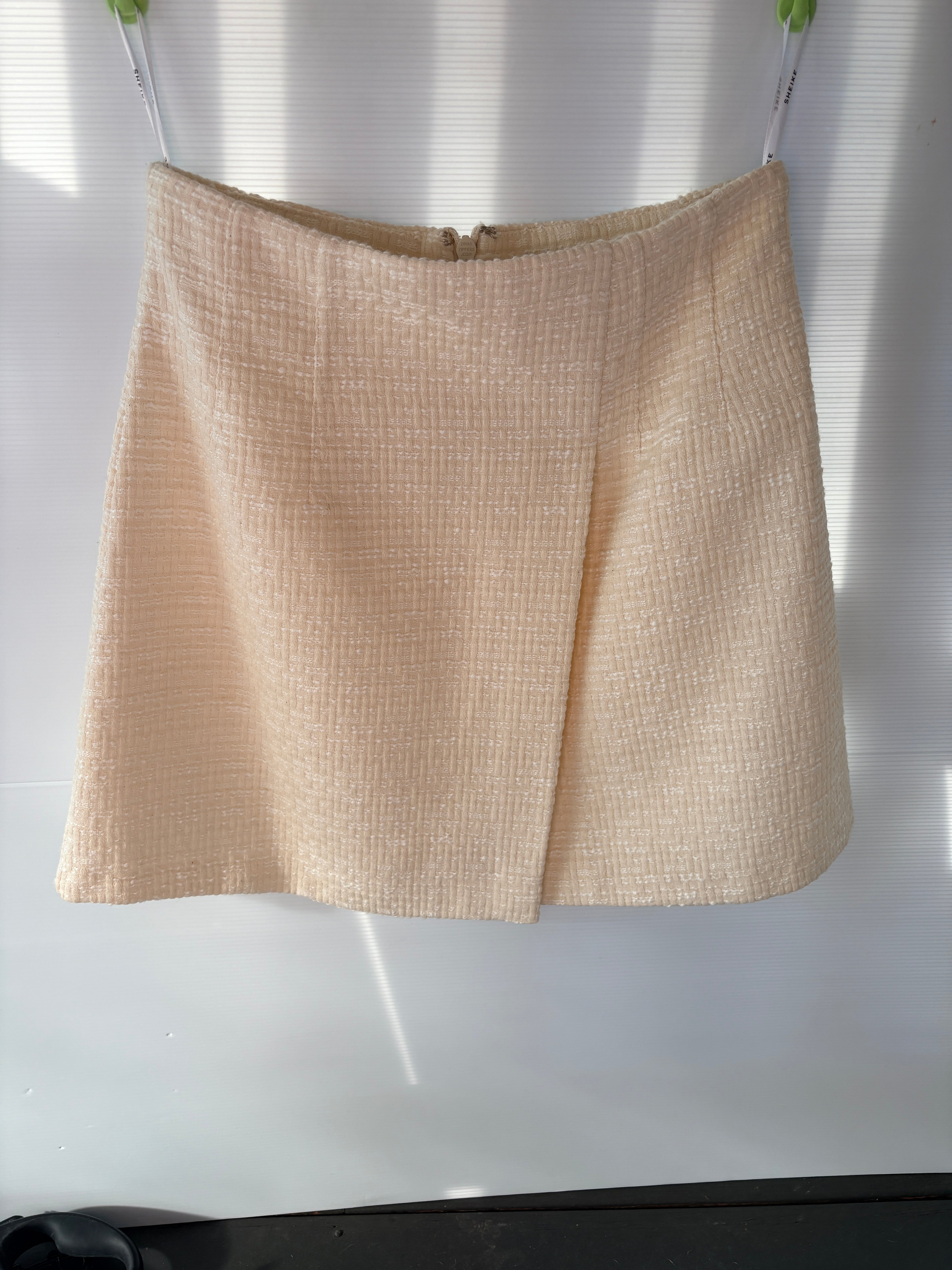 Sheike Tweed Mini Skirt Beige Women's Size 12 - Image 1
