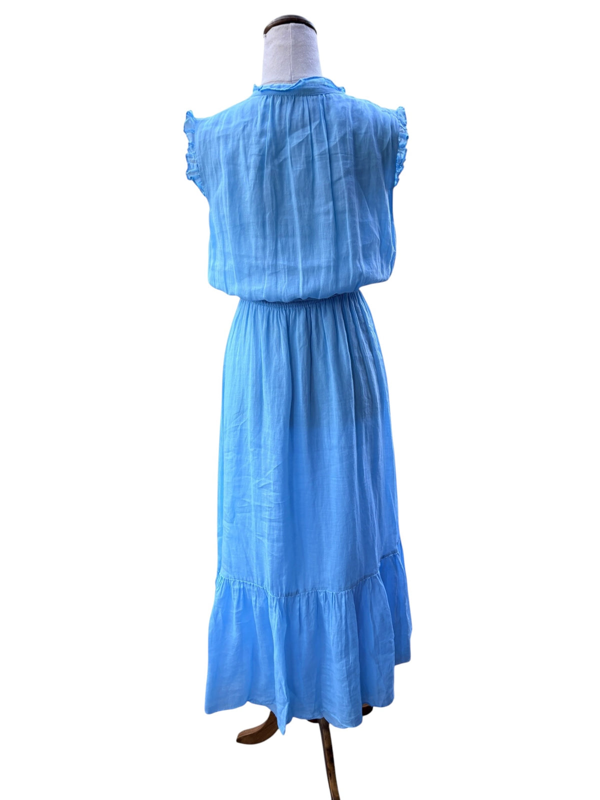 Forever New Ruffle Sleeve Button Down Midi Dress Blue AU 8 - Image 5