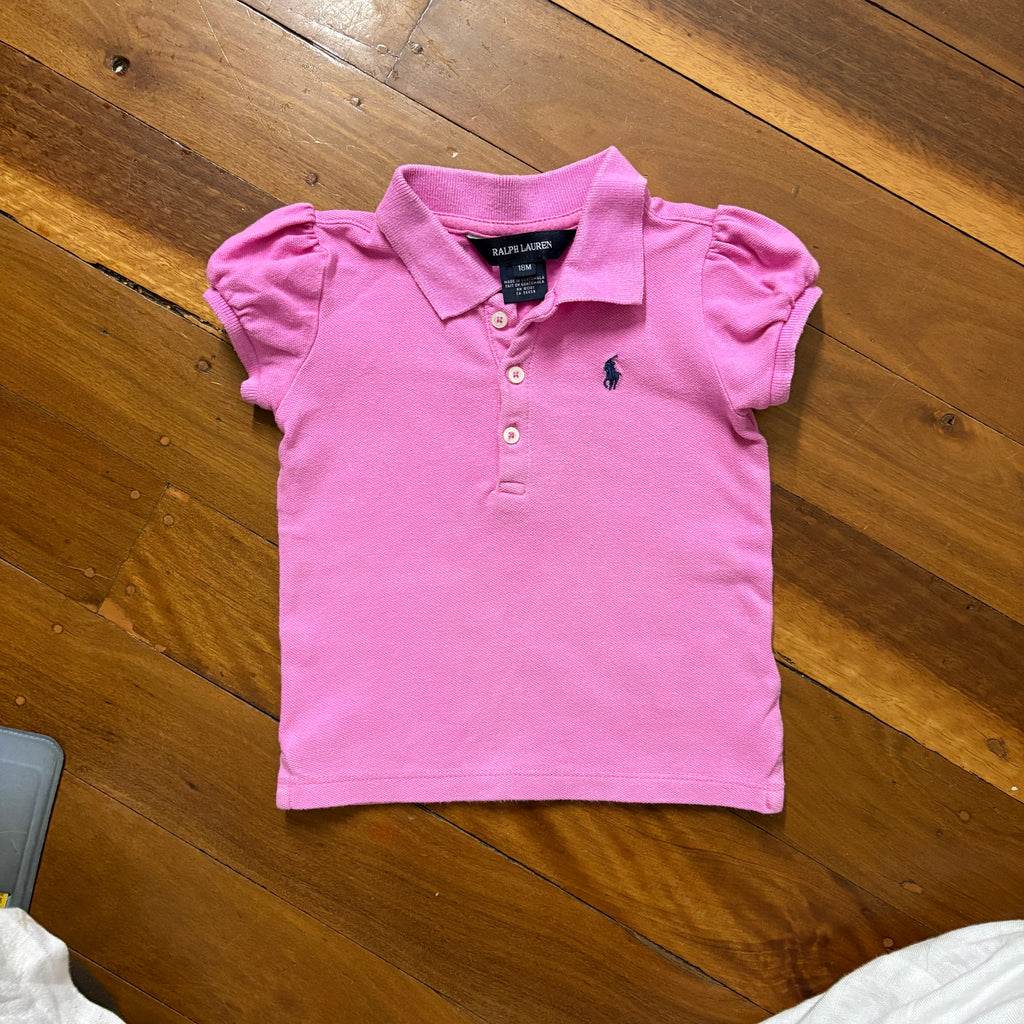 Ralph Lauren Baby Girls Polo Shirt Pink 18M - Image 4