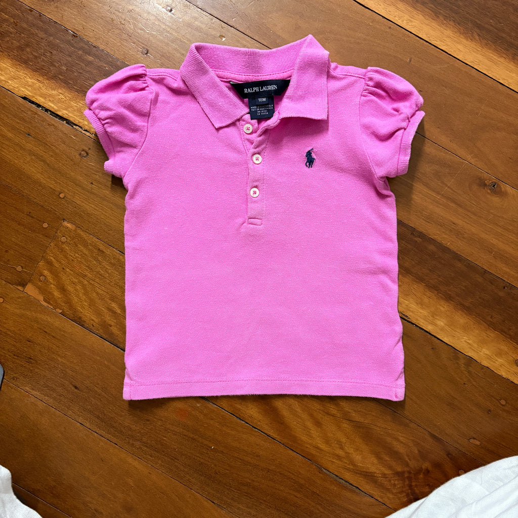 Ralph Lauren Baby Girls Polo Shirt Pink 18M - Image 5