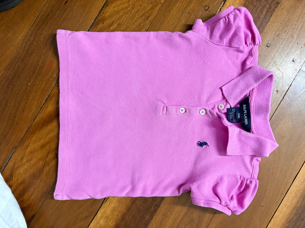 Ralph Lauren Baby Girls Polo Shirt Pink 18M - Image 6