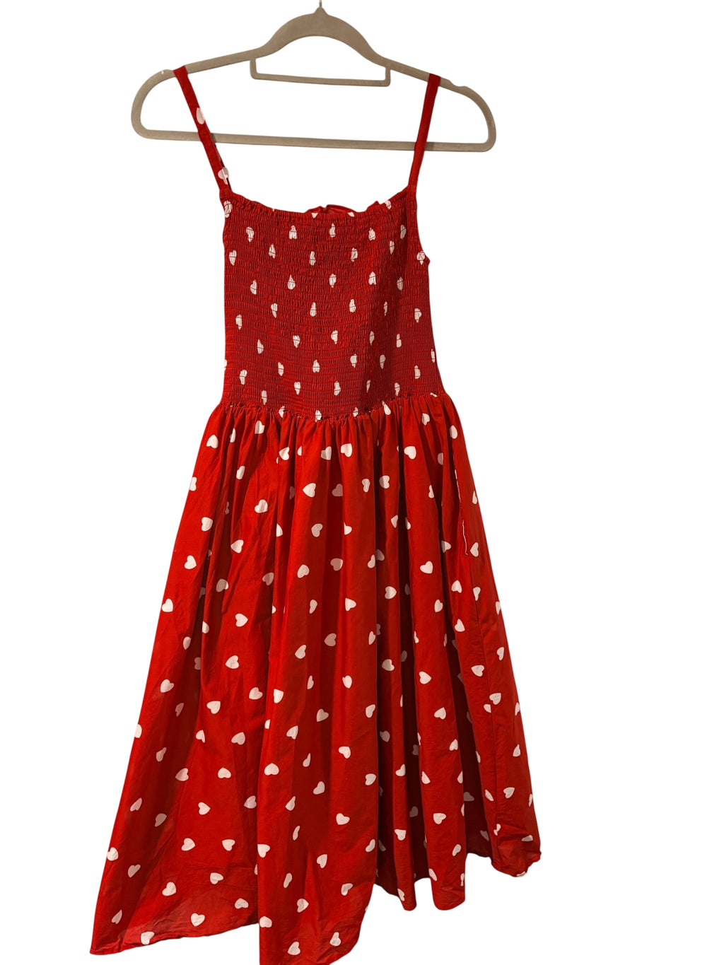 KashKiya Heart Print Smocked Midi Dress Red Size 6 - Image 1