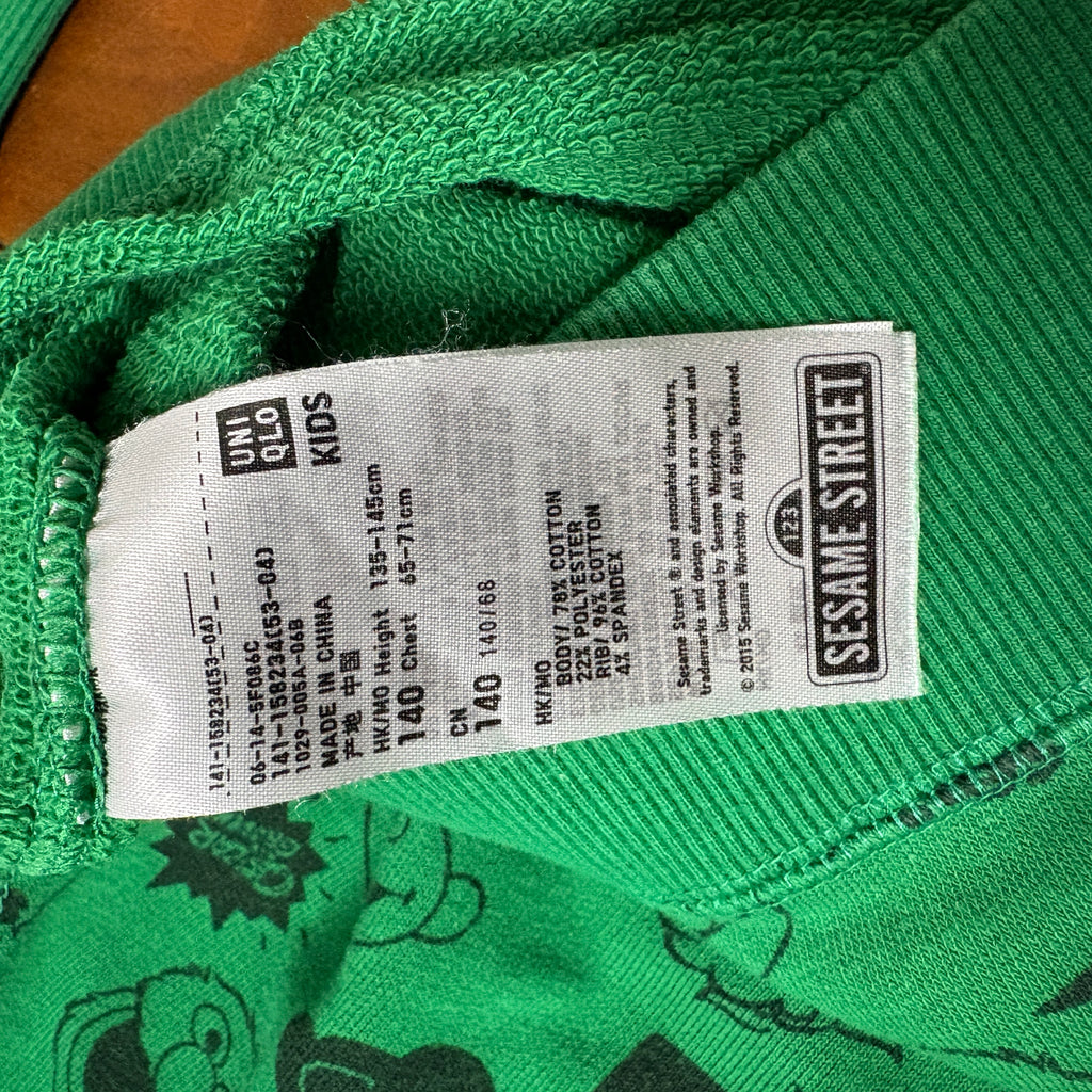 Uniqlo Sesame Street Character Print Sweatshirt Green Kids 140 - Image 2