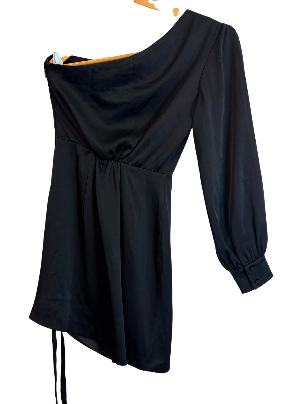 Kookai One-Shoulder Long Sleeve Mini Dress Black Size 36 - Image 1
