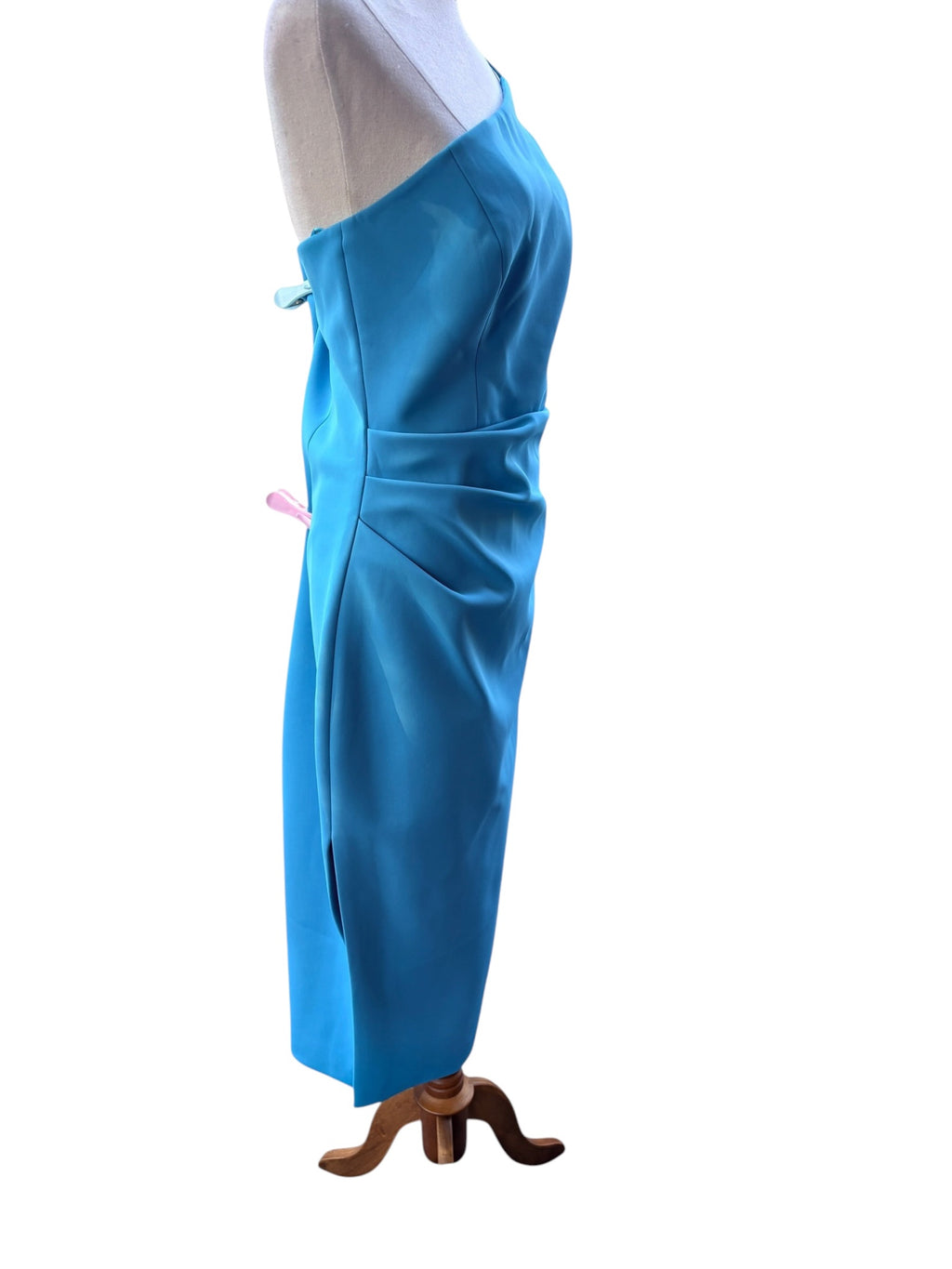 Mossman One-Shoulder Ruched Midi Dress Bright Blue Size 10 - Image 2