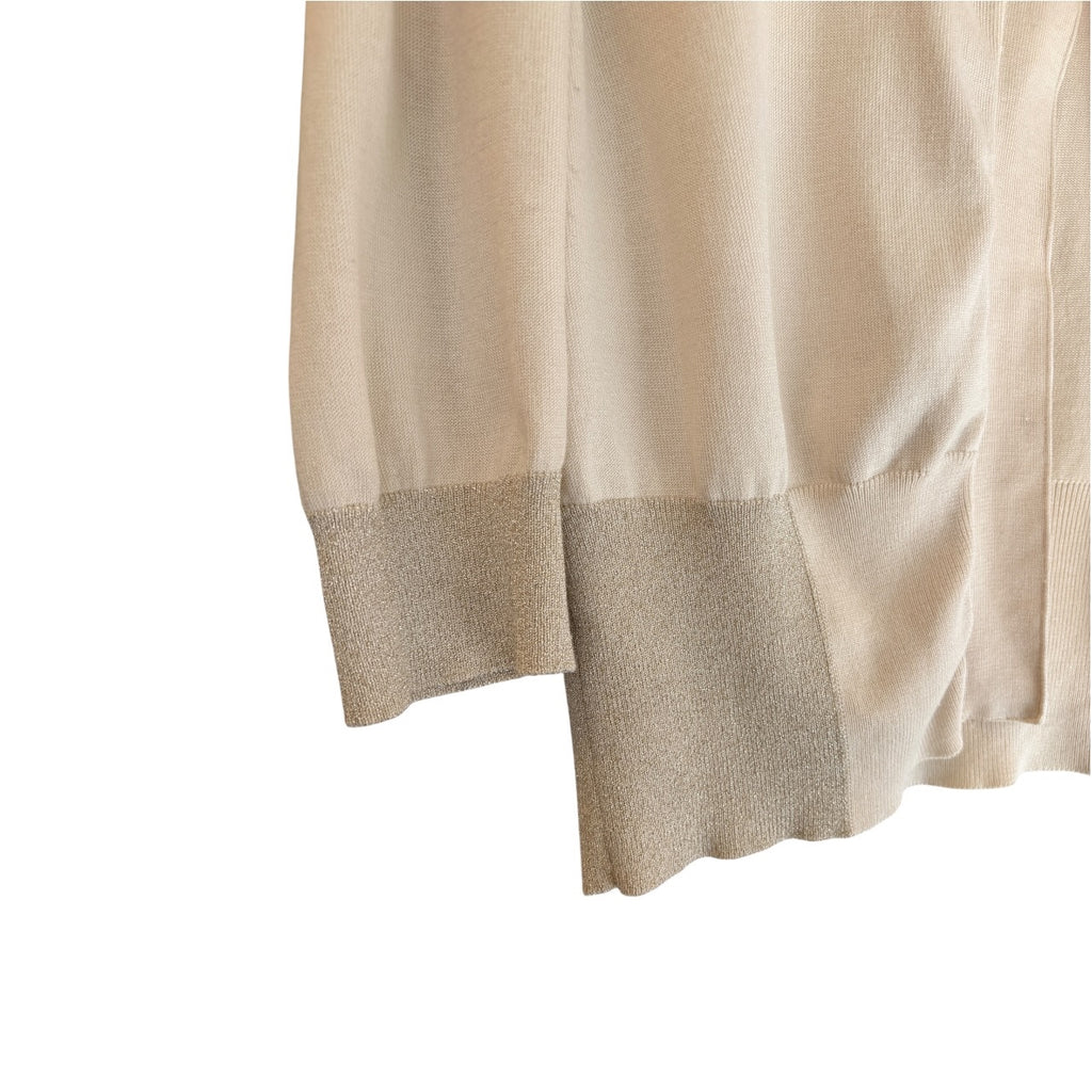 Kachel Cream Shimmer Cardigan Decorative Button Women's Size S - Image 4