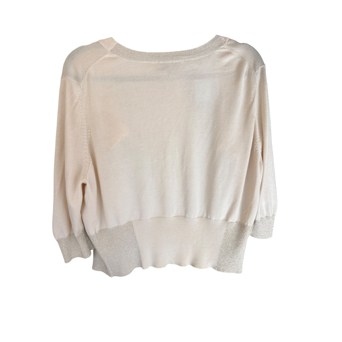 Kachel Cream Shimmer Cardigan Decorative Button Women's Size S - Image 6
