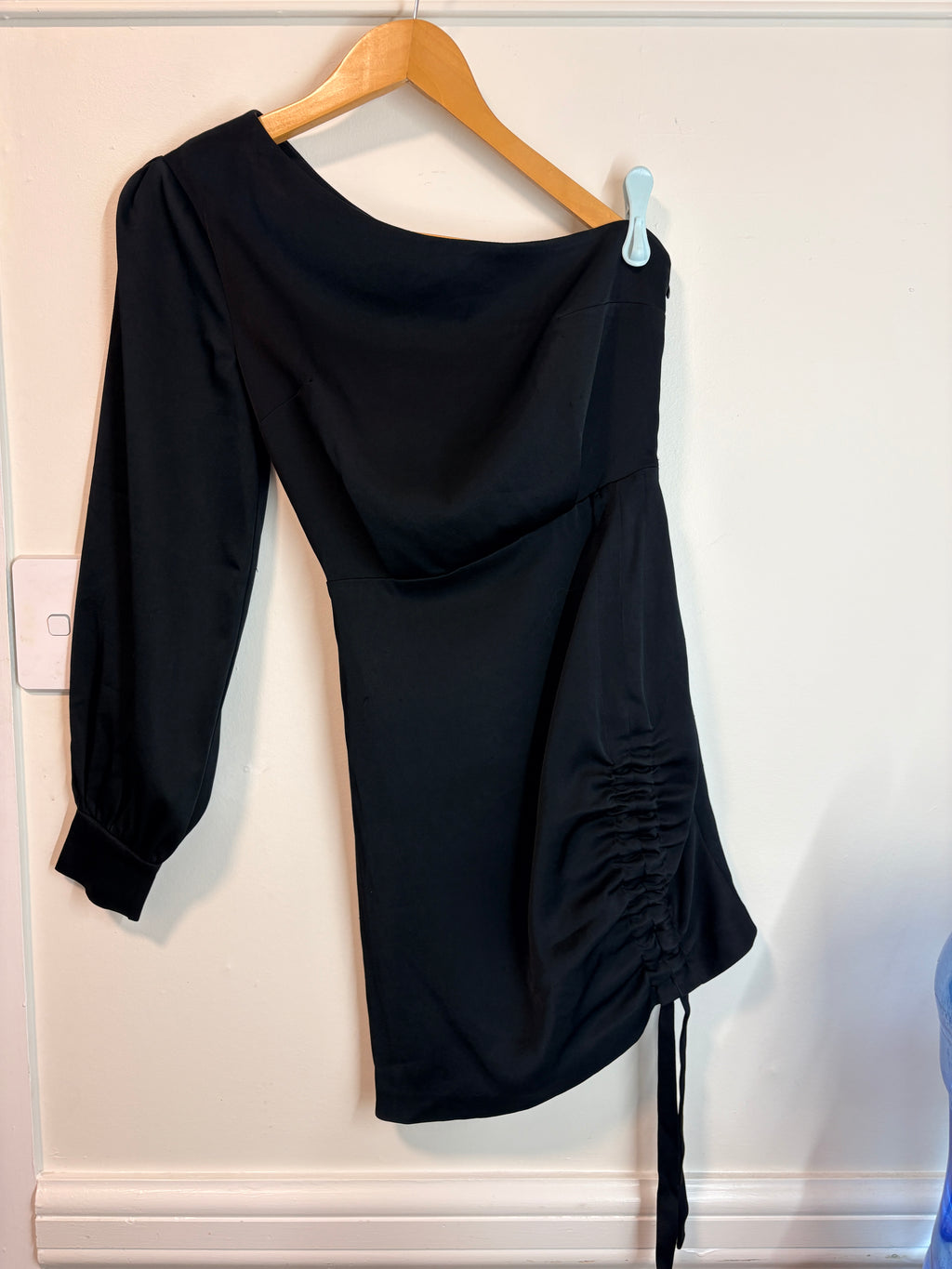 Kookai One-Shoulder Long Sleeve Mini Dress Black Size 36 - Image 9