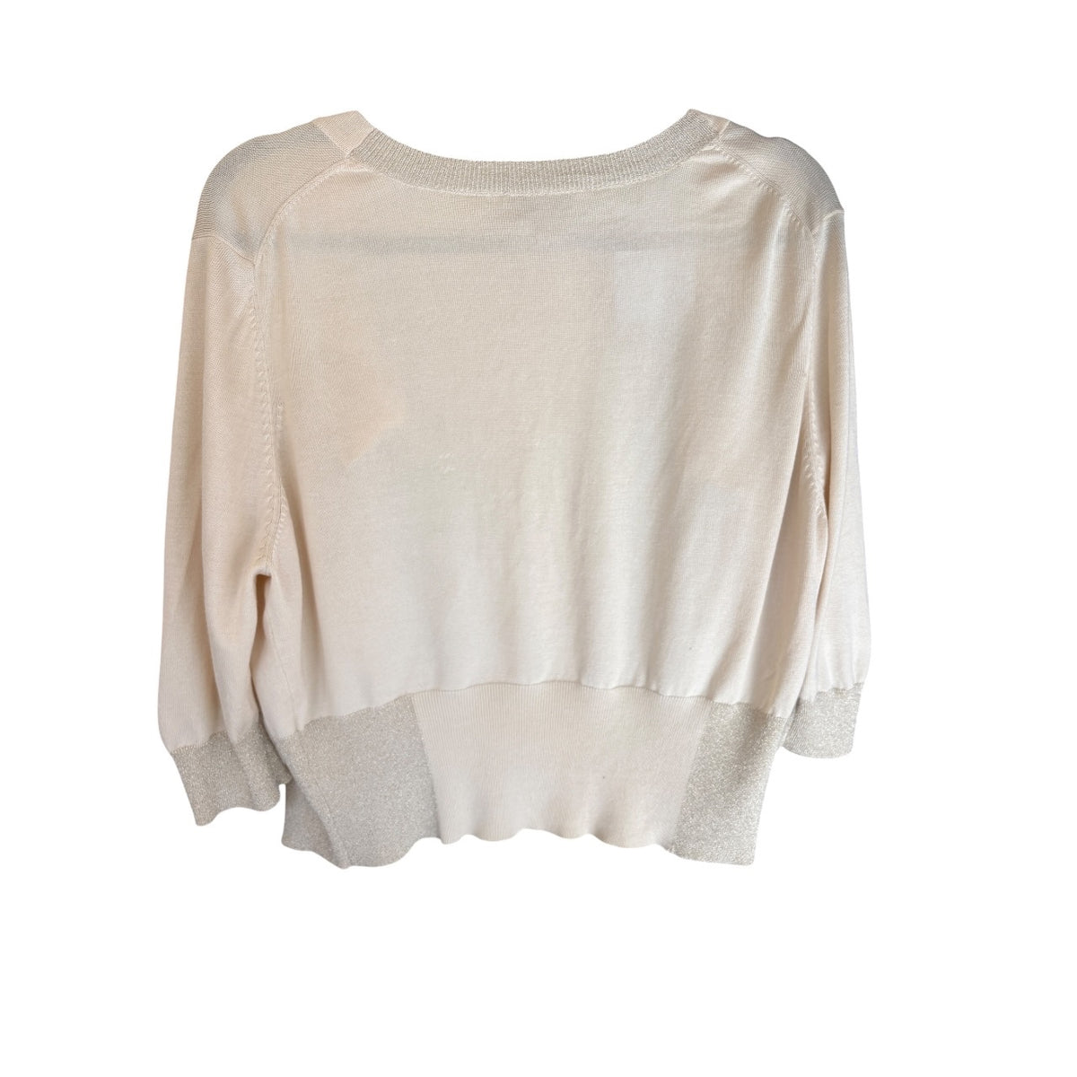 Kachel Cream Shimmer Cardigan Decorative Button Women's Size S - Image 7