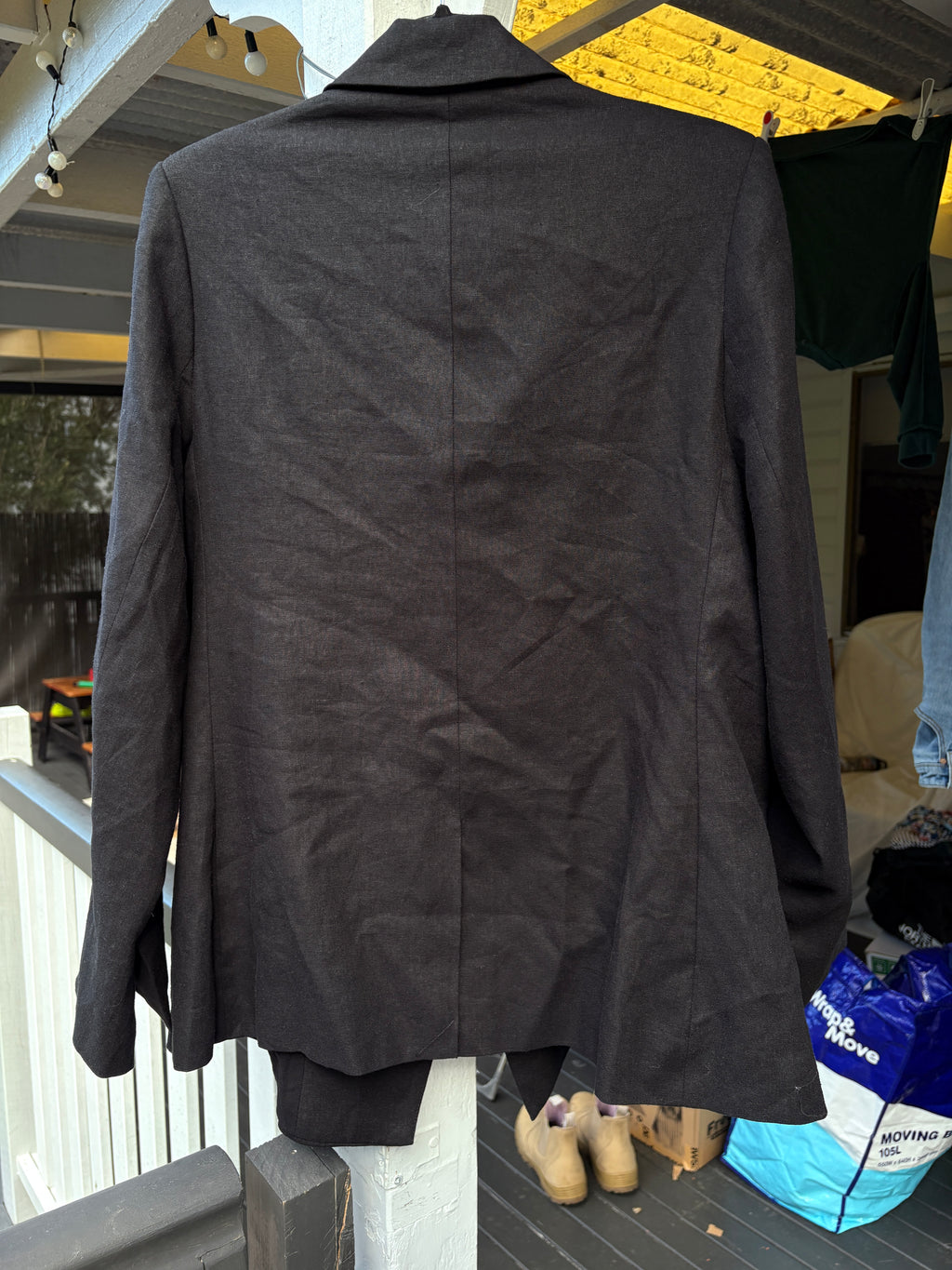 City Chic Linen Blend Blazer Black Size S - Image 2