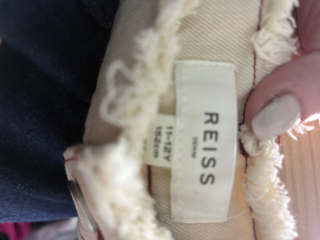 Reiss Denim Trousers Cream With Red Contrast Stitching 11-12Y - Image 2
