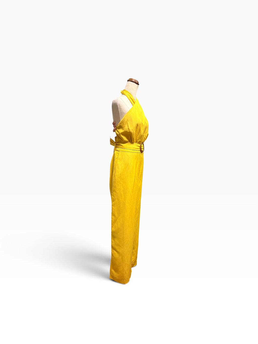 Forever New Linen-Blend Halter Neck Jumpsuit Yellow - Image 4
