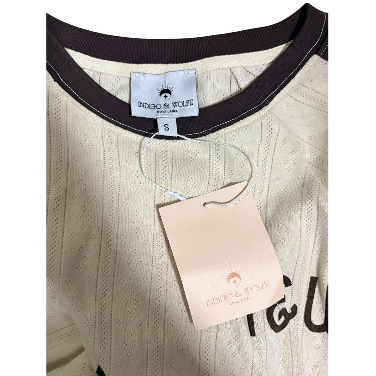 Indigo & Wolfe Lounge Set Cream & Brown '55' Print Size S - Image 4