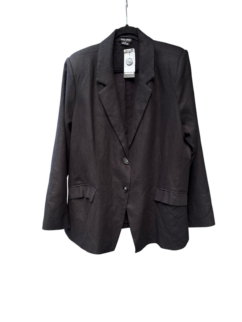 City Chic Linen Blend Blazer Black Size S - Image 1
