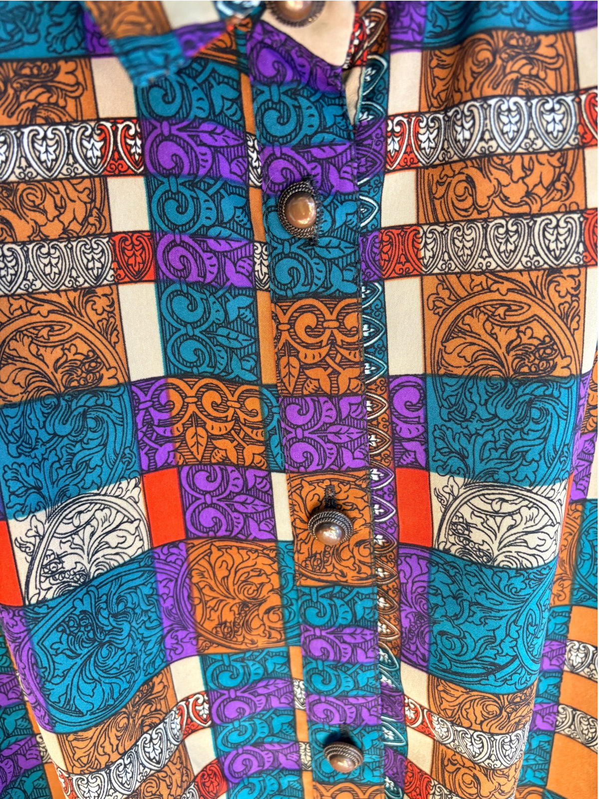 Today's Classics Vintage Geometric Print Blouse Multicolour Size 16 - Image 3