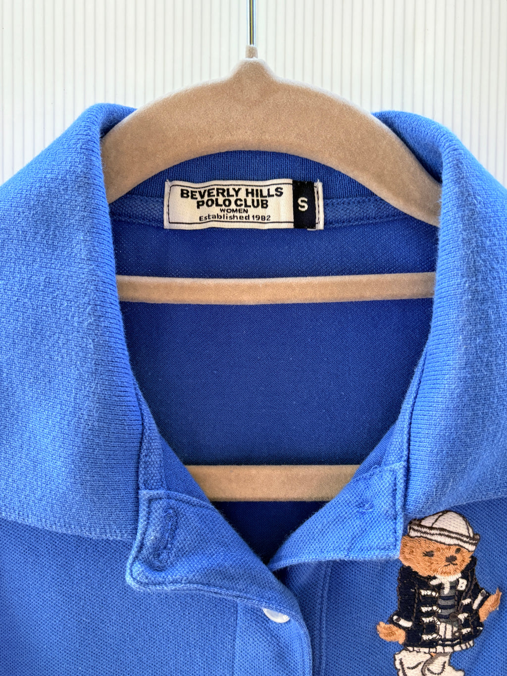 Beverly Hills Polo Club Sleeveless Polo Shirt Blue Bear Embroidery Women's S - Image 5