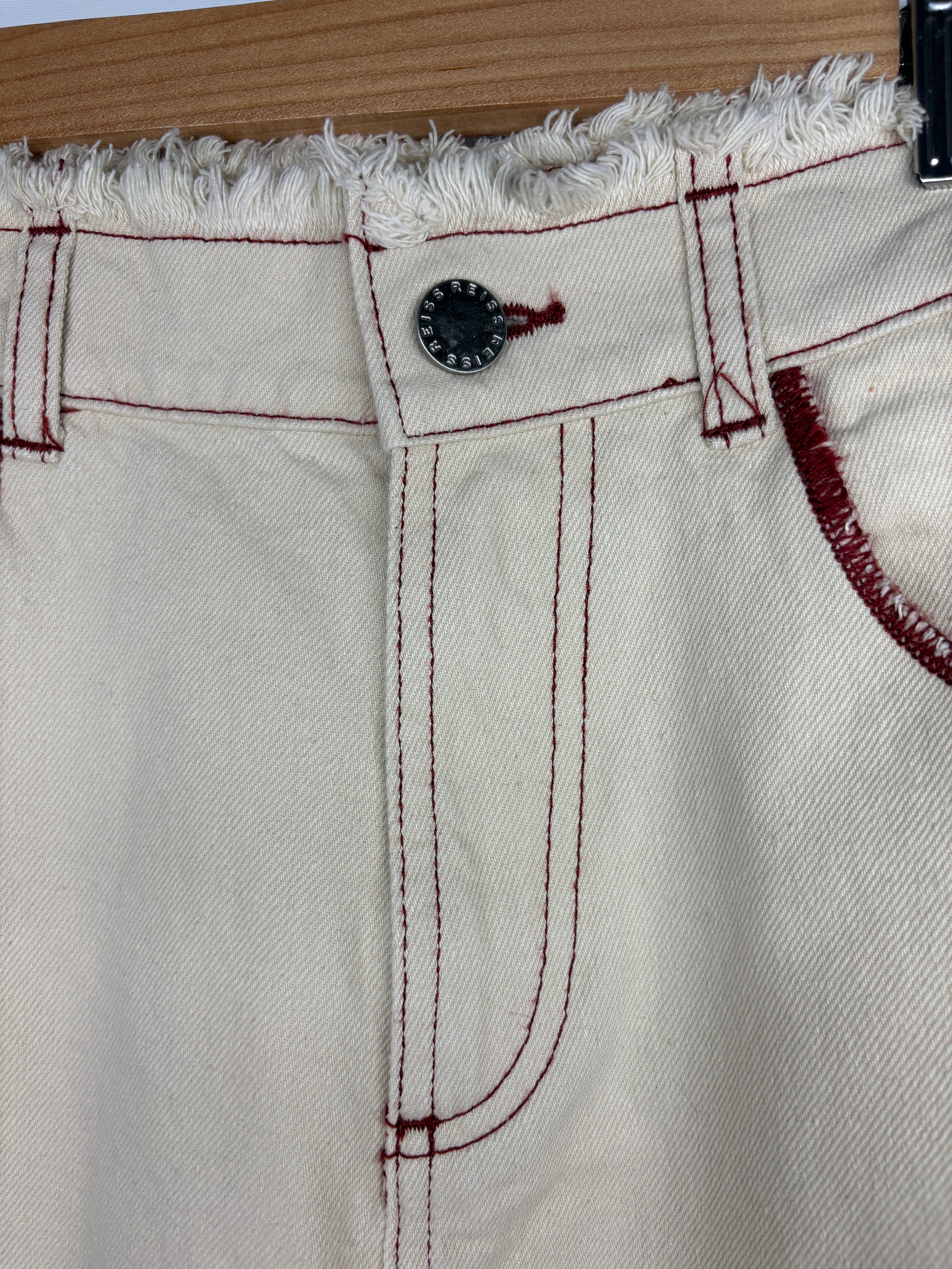 Reiss Denim Trousers Cream With Red Contrast Stitching 11-12Y - Image 4