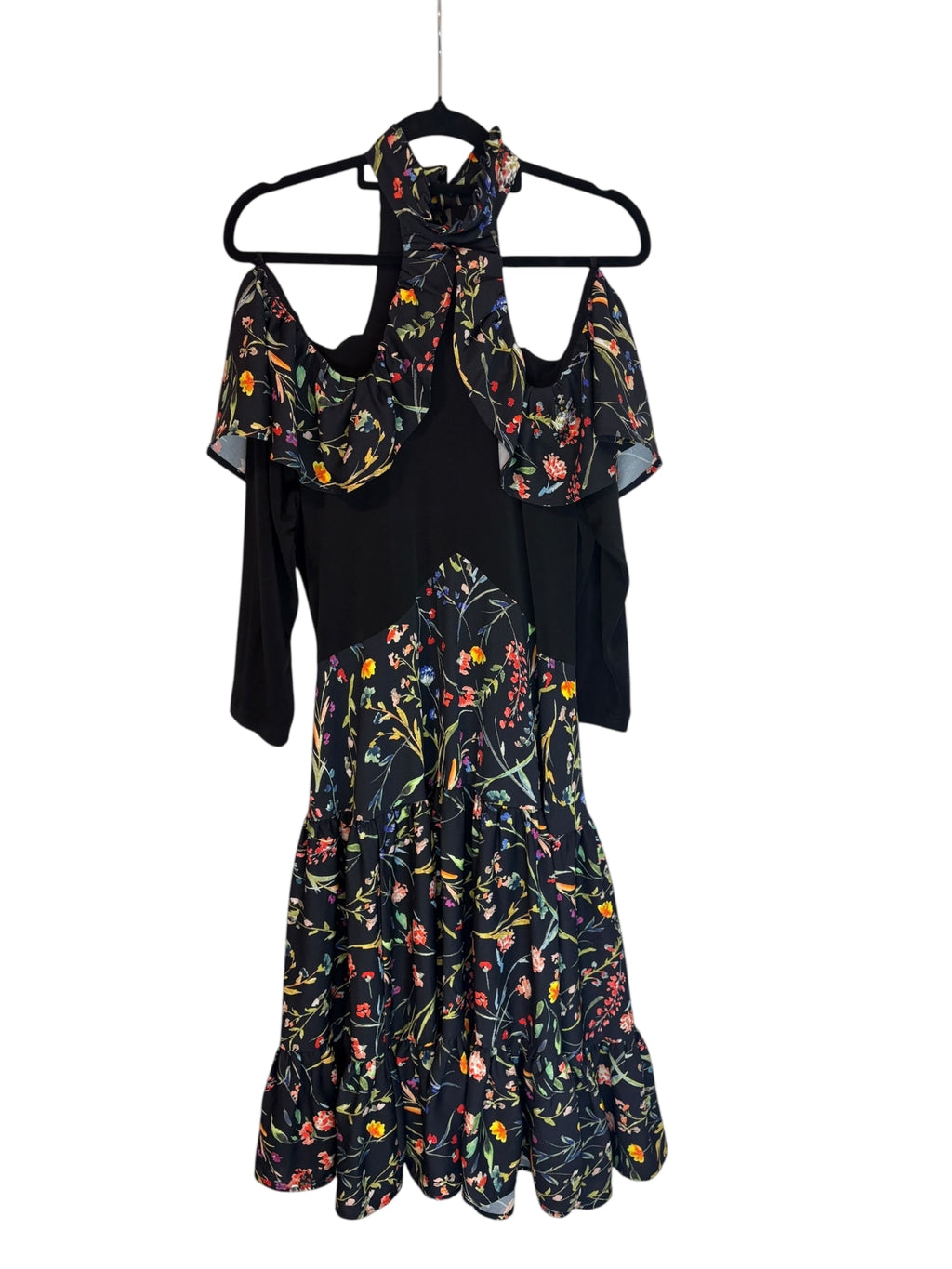 Sacha Drake Floral Cold Shoulder Tiered Midi Dress Size 14 - Image 1