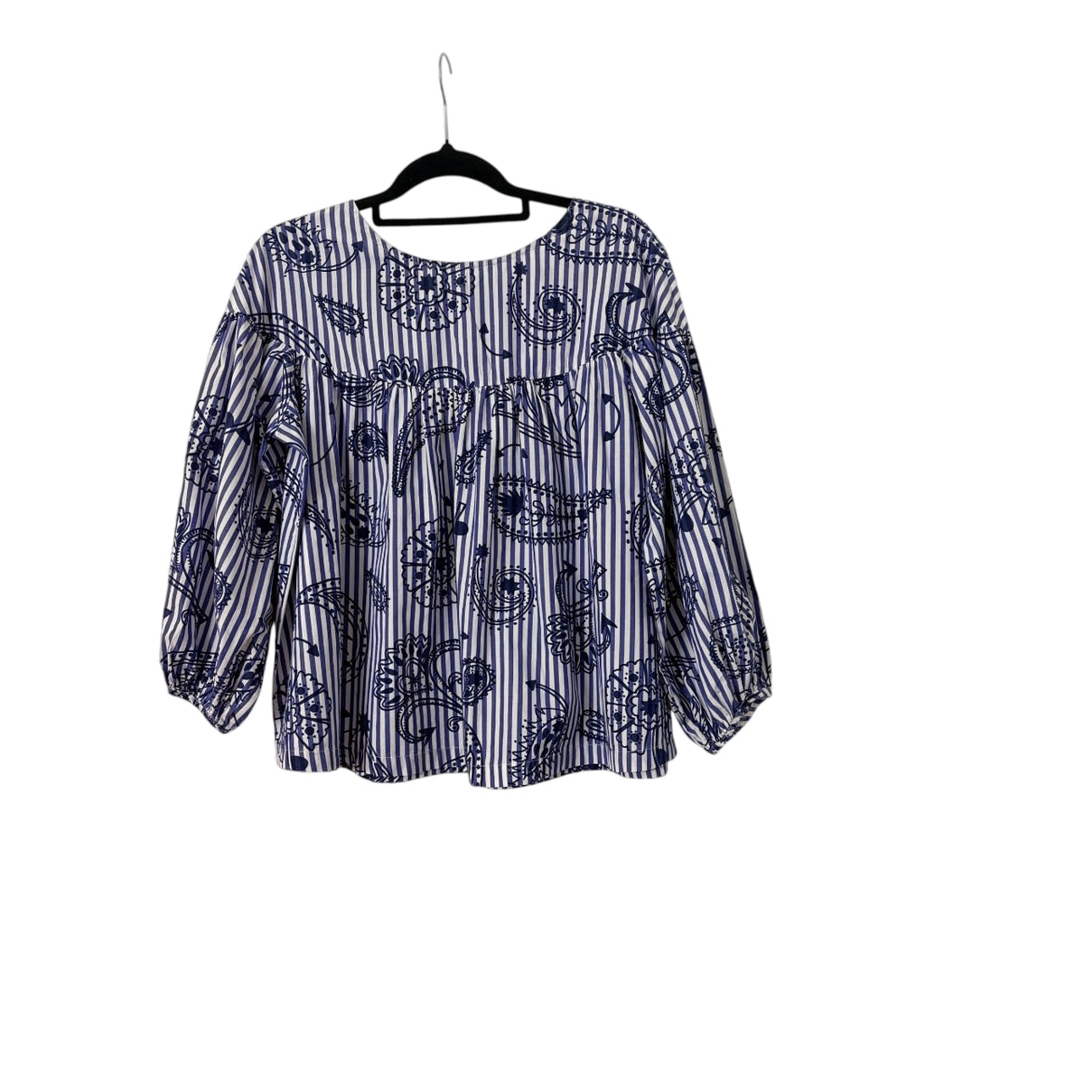 Gorman Blouse Blue and White Striped Paisley Print Women's Size 6 - Image 1