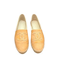 Chanel CC Logo Espadrilles - Beige Patent Leather Luxury Flats szie 39 - Image 1