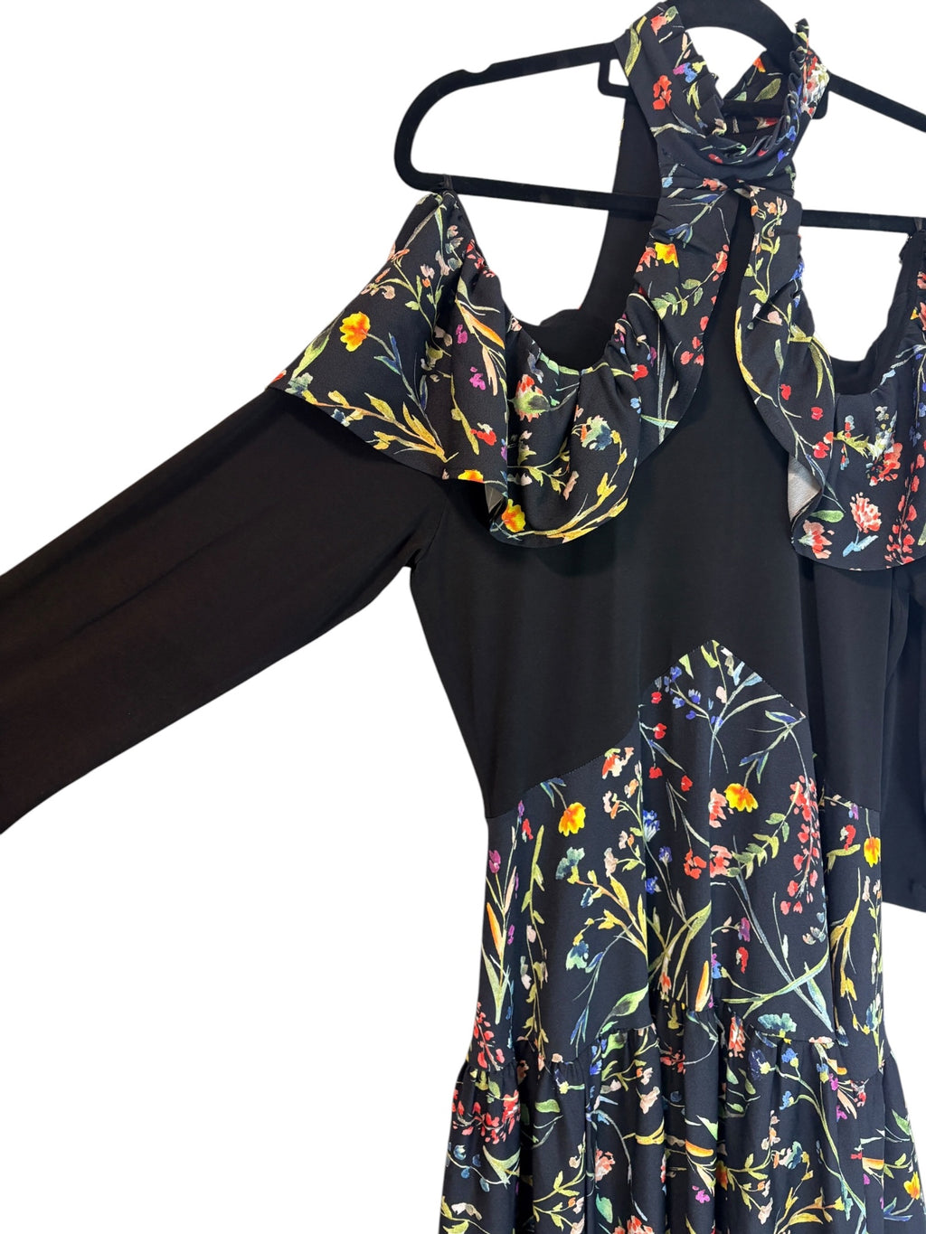 Sacha Drake Floral Cold Shoulder Tiered Midi Dress Size 14 - Image 2