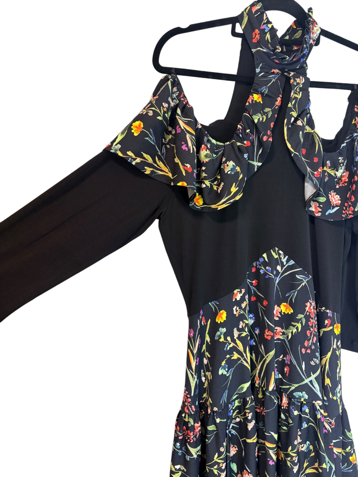 Sacha Drake Floral Cold Shoulder Tiered Midi Dress Size 14 - Image 2