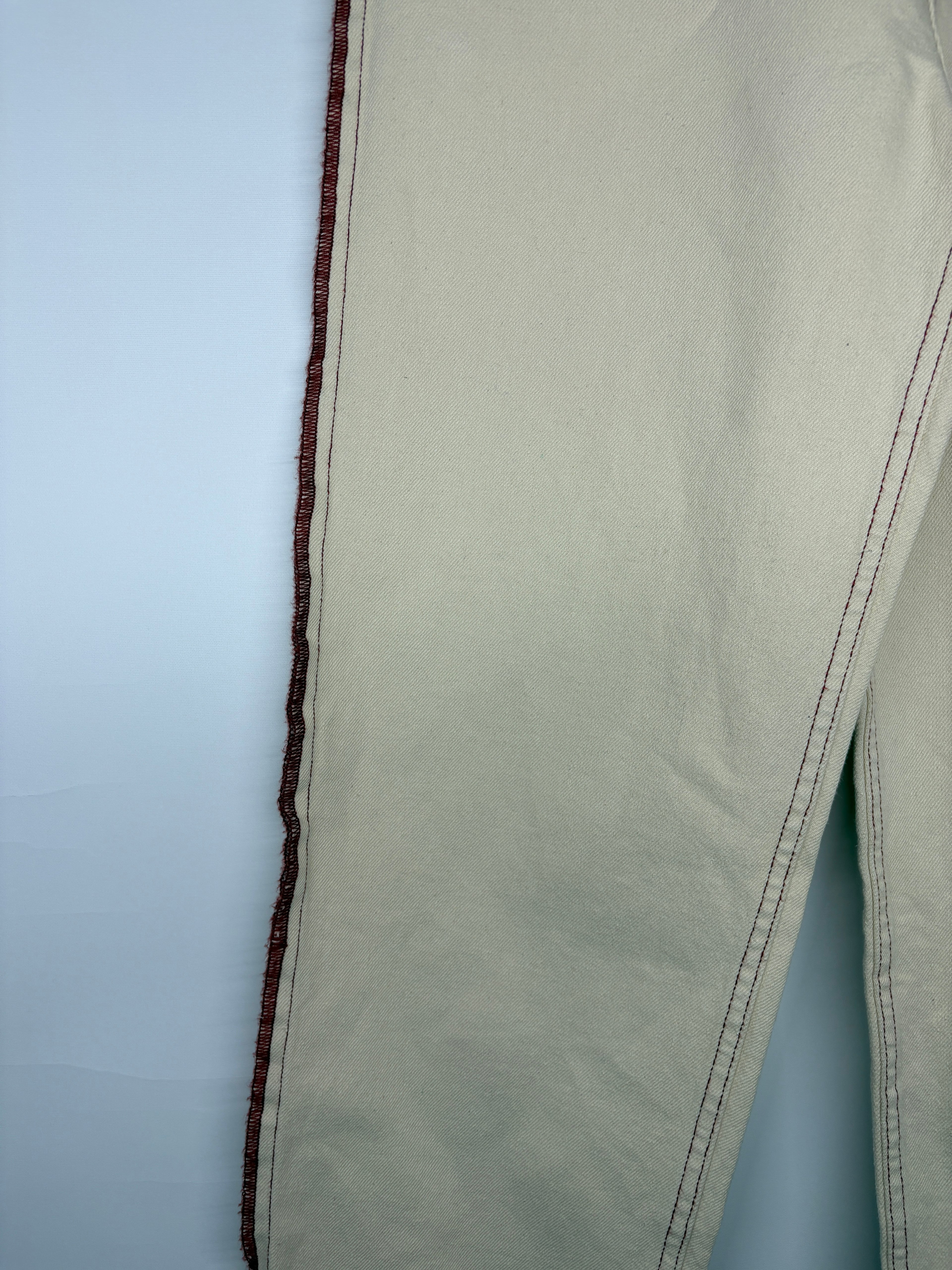 Reiss Denim Trousers Cream With Red Contrast Stitching 11-12Y - Image 5