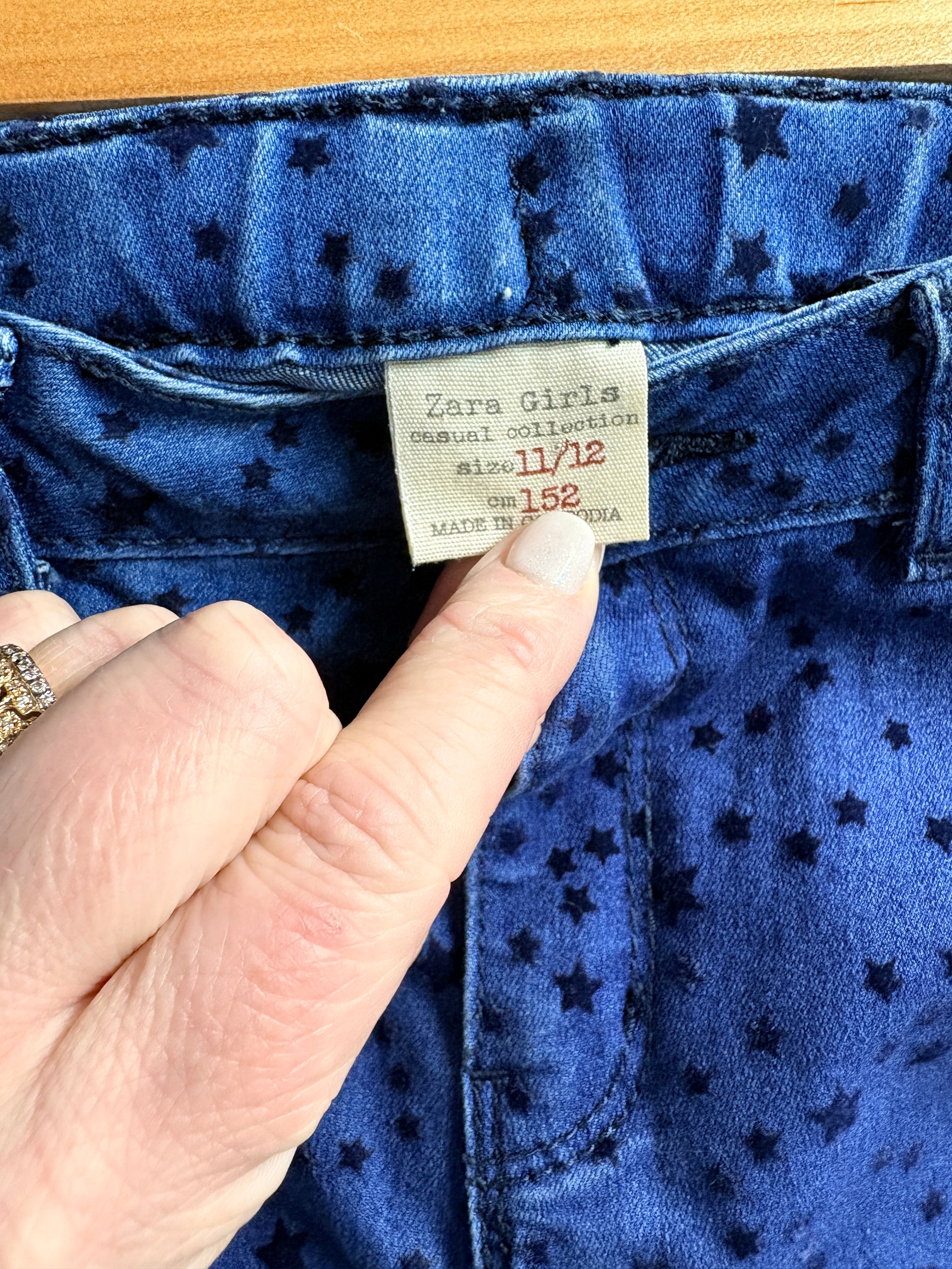 Zara Girls Skinny Jeans Star Print Blue Size 11/12 - Image 2