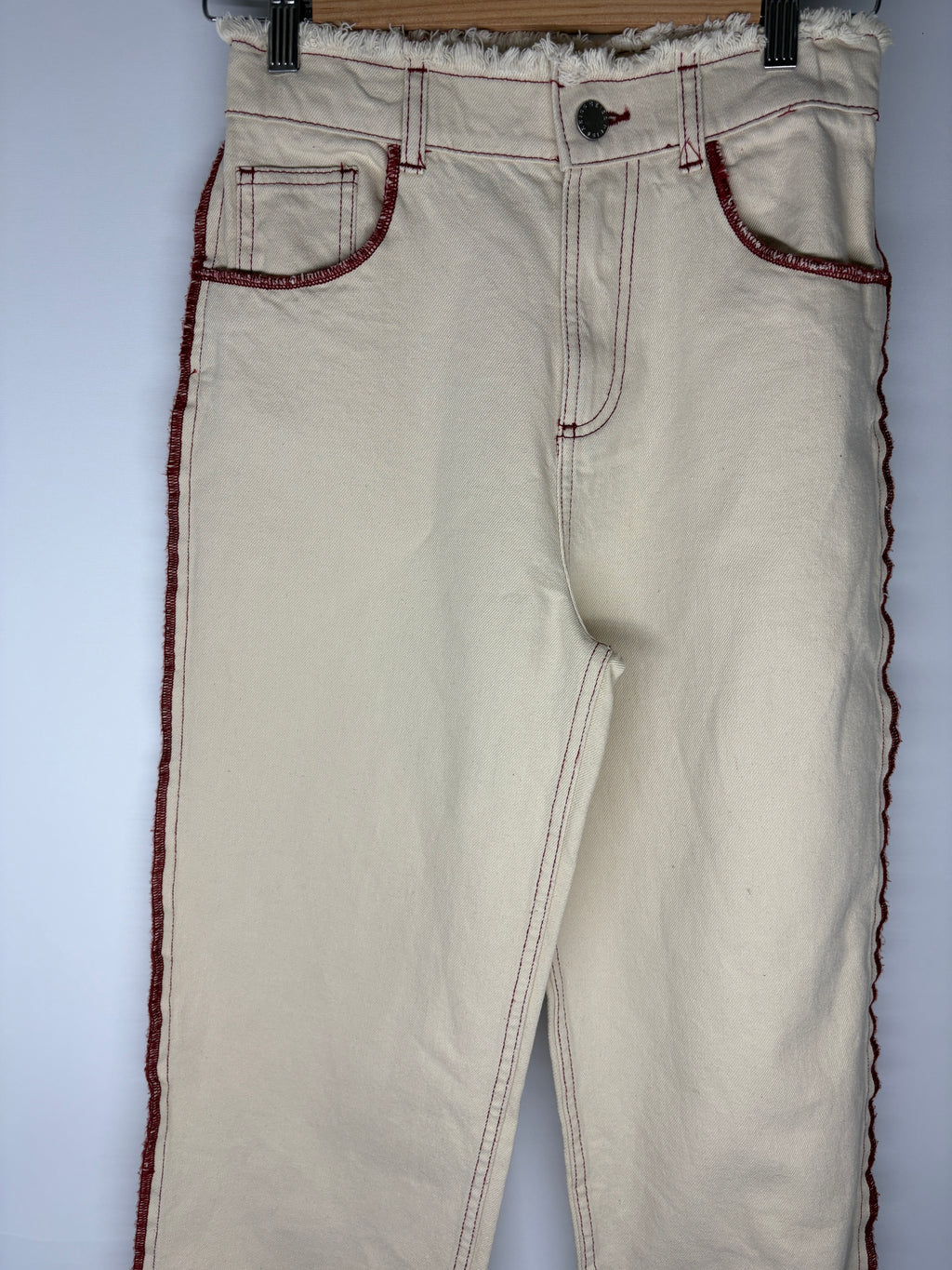 Reiss Denim Trousers Cream With Red Contrast Stitching 11-12Y - Image 6
