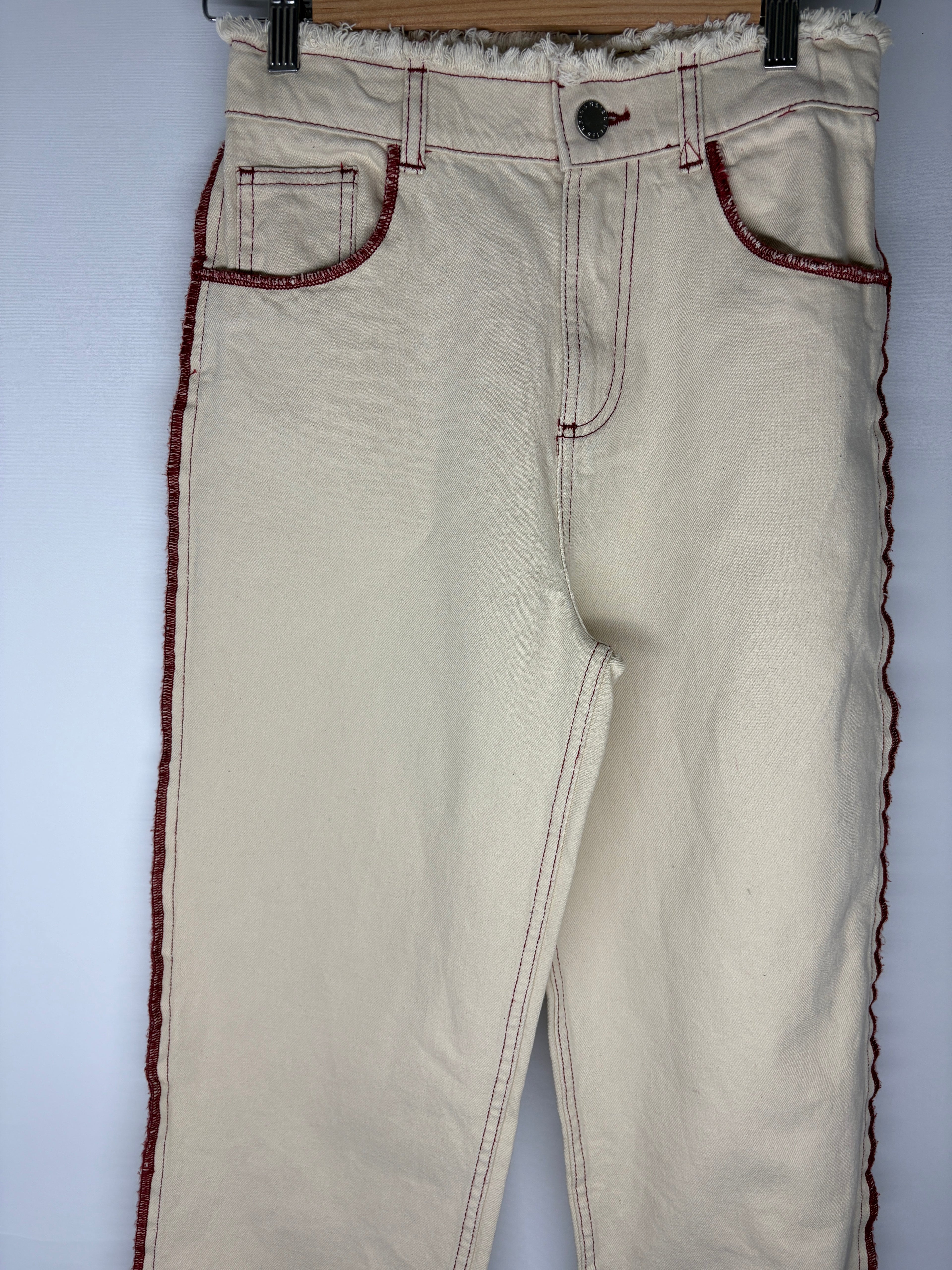 Reiss Denim Trousers Cream With Red Contrast Stitching 11-12Y - Image 6