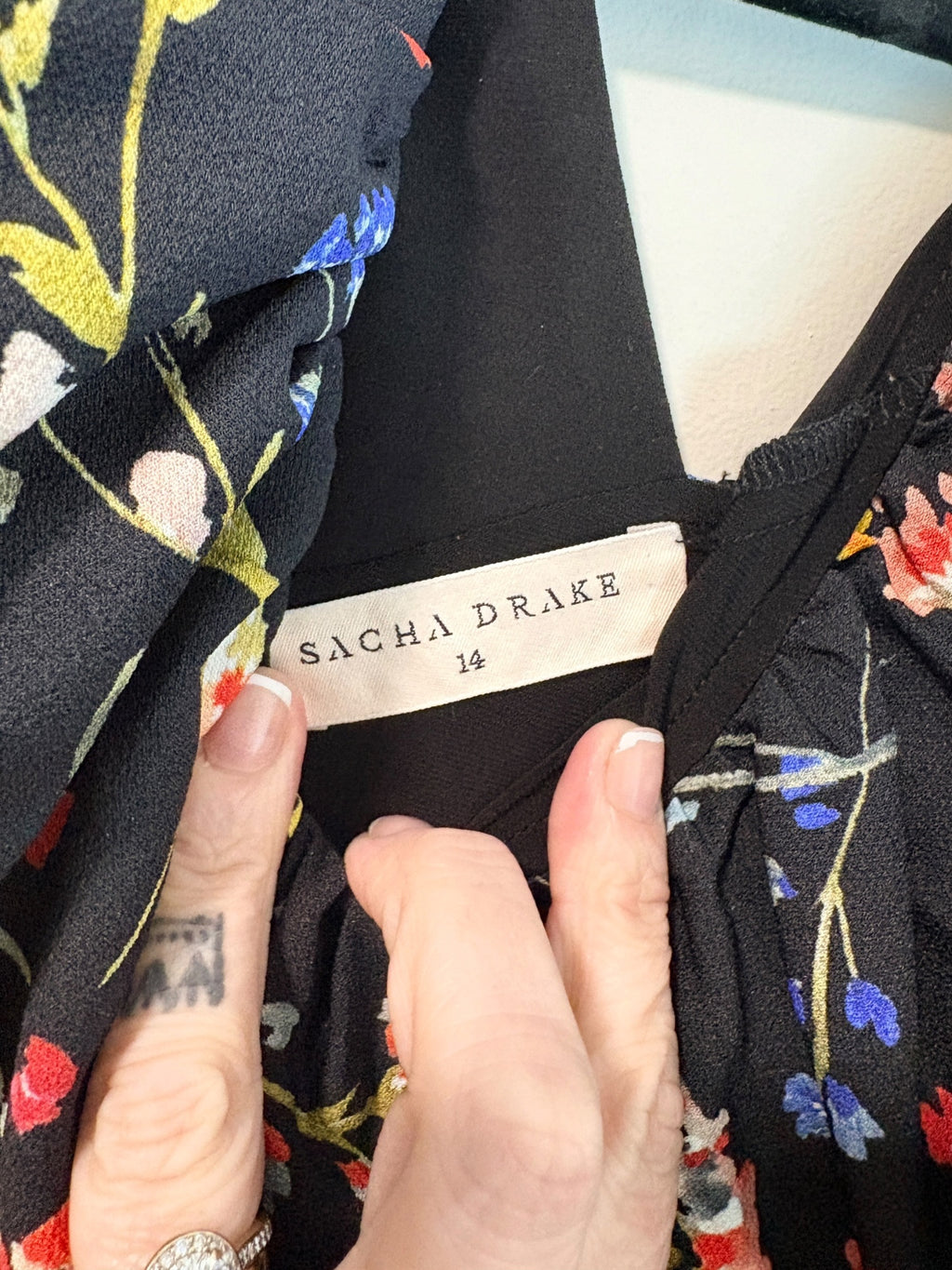 Sacha Drake Floral Cold Shoulder Tiered Midi Dress Size 14 - Image 3