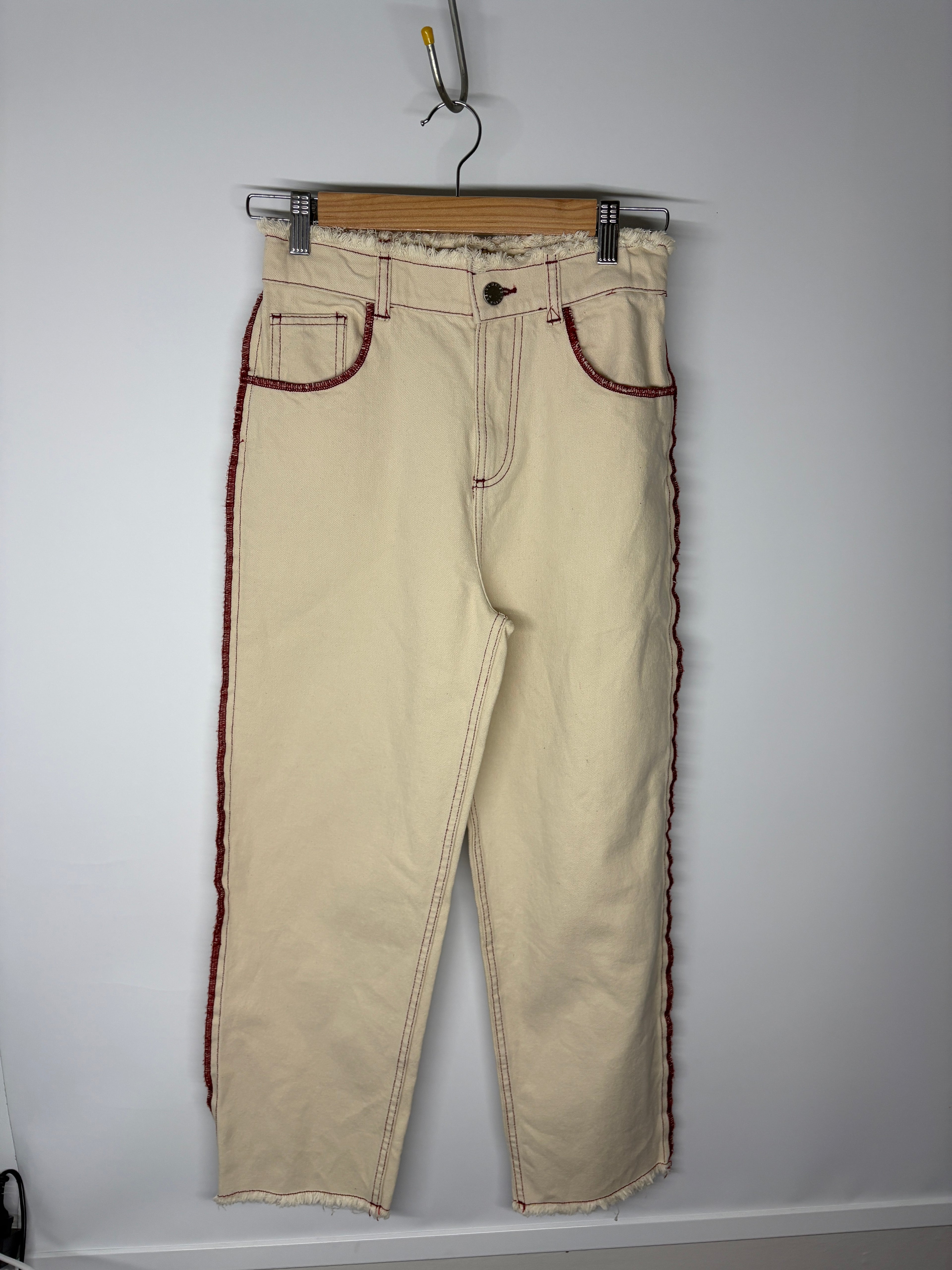 Reiss Denim Trousers Cream With Red Contrast Stitching 11-12Y - Image 7