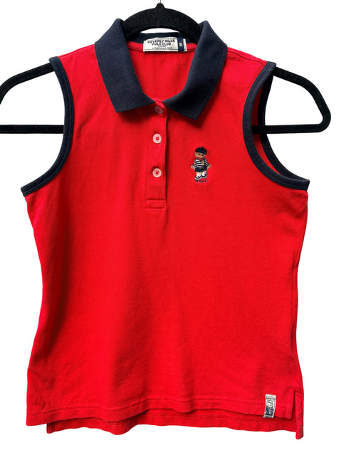 Beverly Hills Polo Club Sleeveless Polo Shirt Red Bear Embroidery Small - Image 1