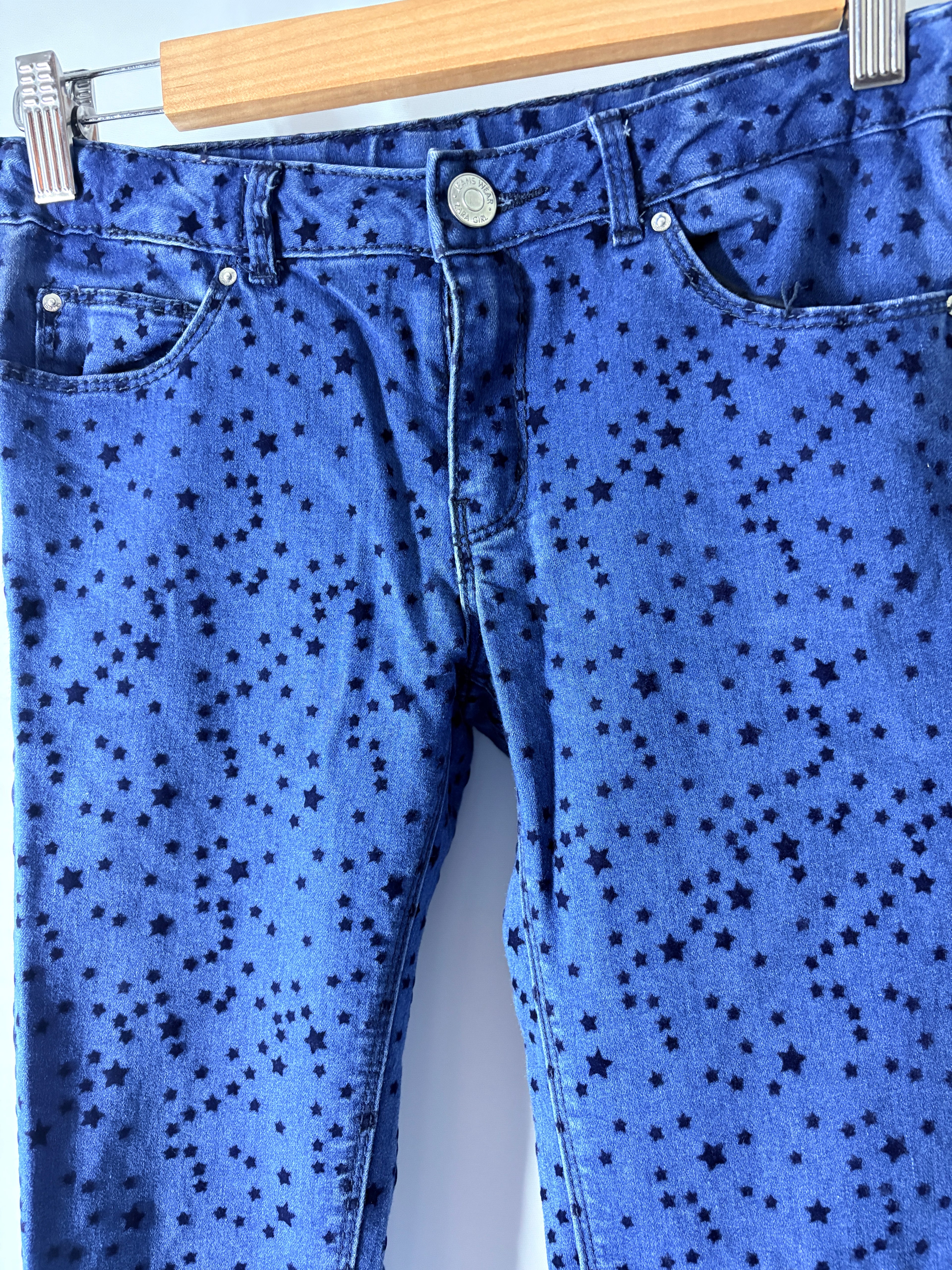 Zara Girls Skinny Jeans Star Print Blue Size 11/12 - Image 4