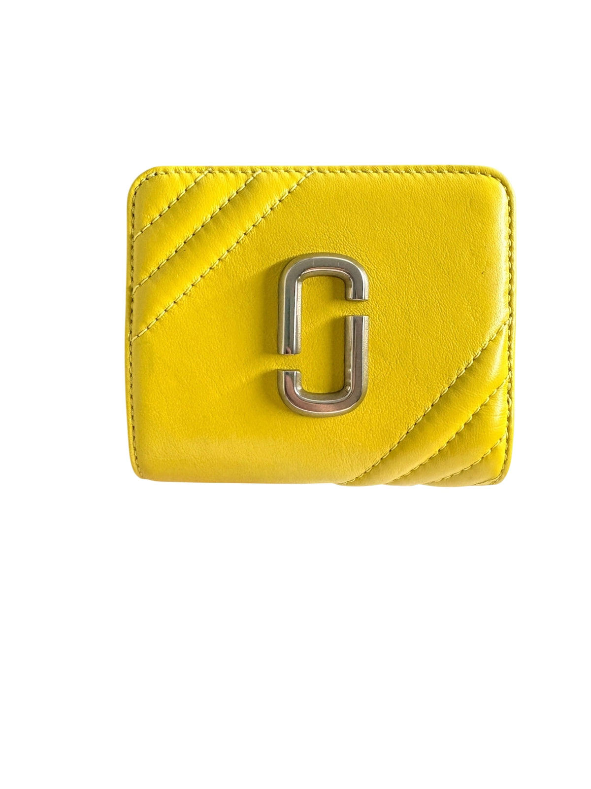 Marc Jacobs The Glam Shot Mini Compact Wallet Yellow Quilted Leather - Image 1