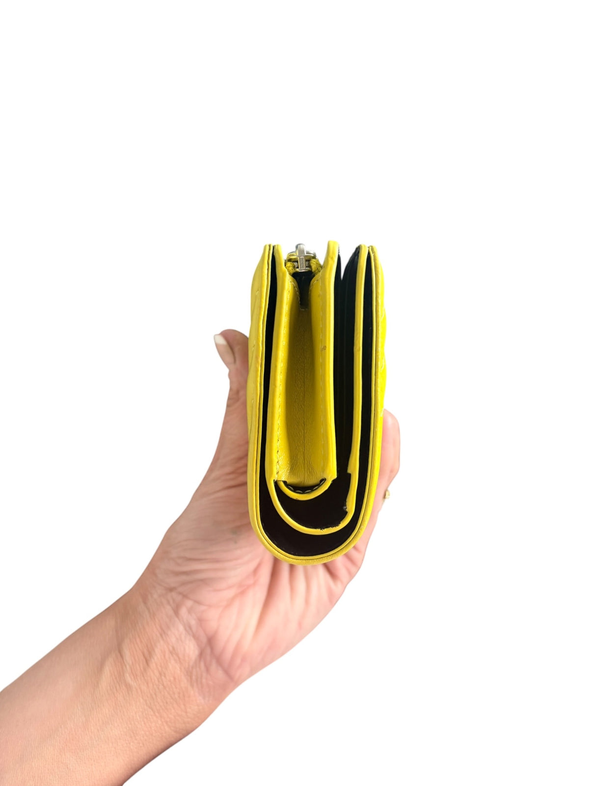 Marc Jacobs The Glam Shot Mini Compact Wallet Yellow Quilted Leather - Image 2