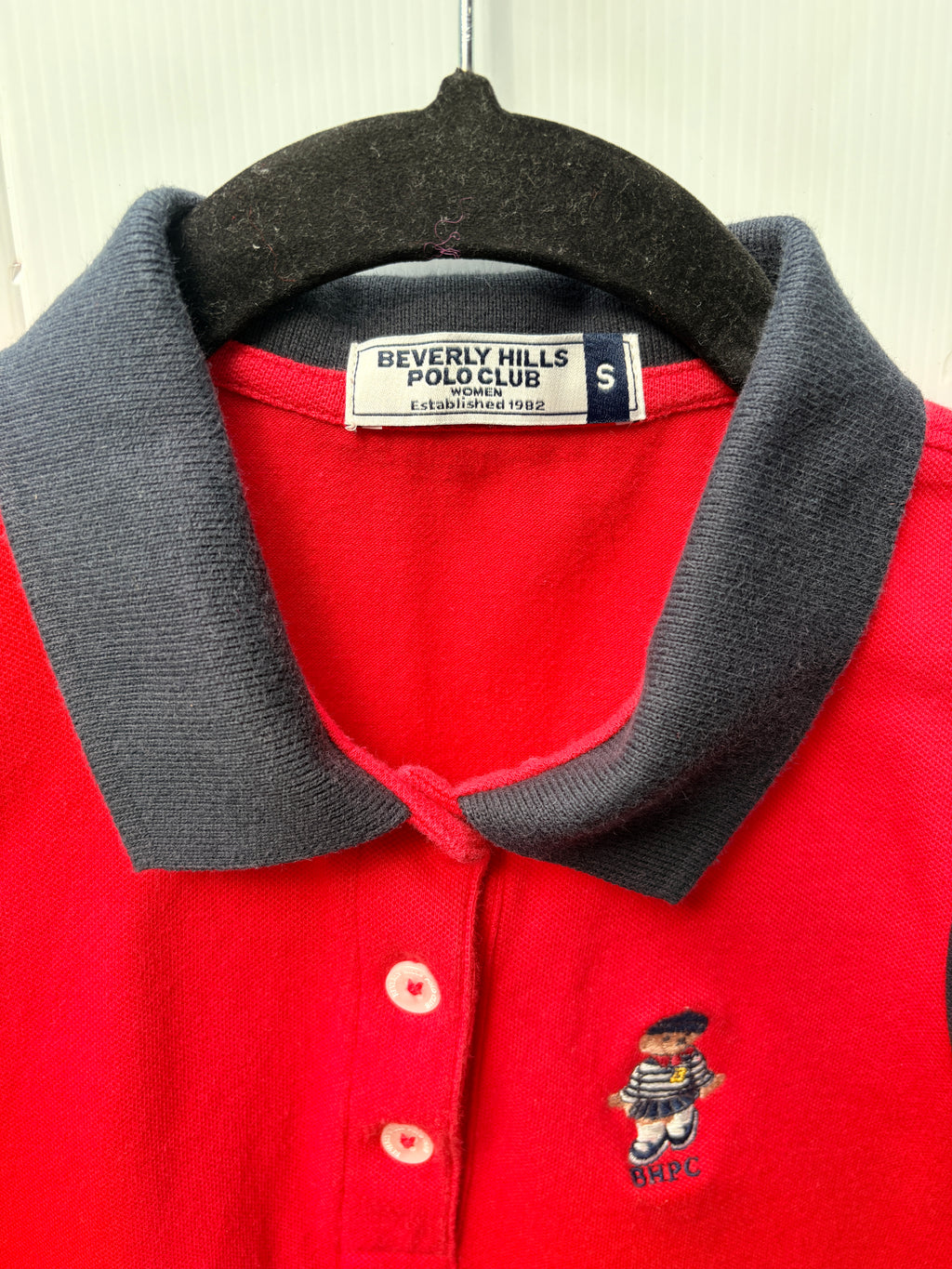 Beverly Hills Polo Club Sleeveless Polo Shirt Red Bear Embroidery Small - Image 6