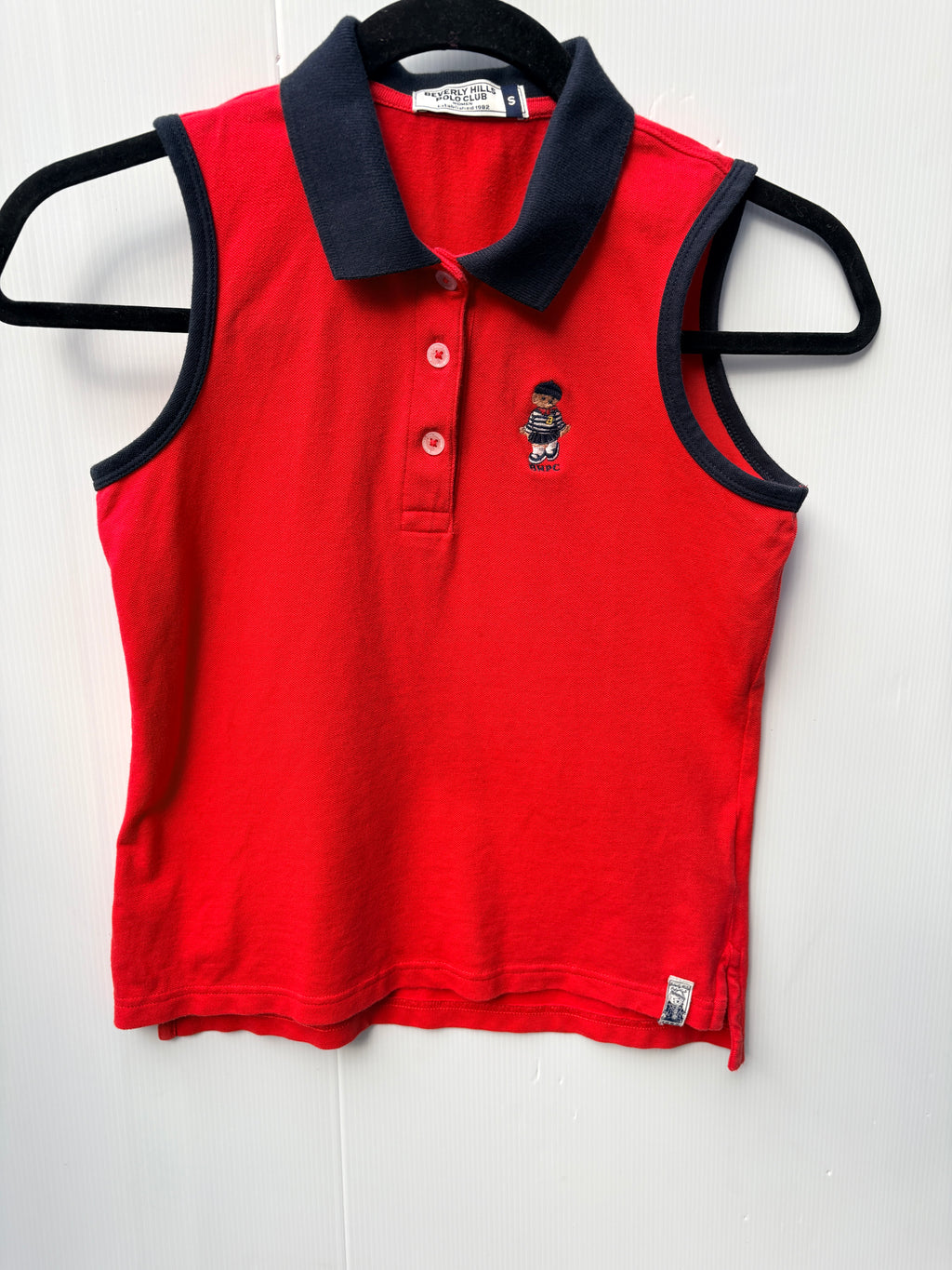 Beverly Hills Polo Club Sleeveless Polo Shirt Red Bear Embroidery Small - Image 7