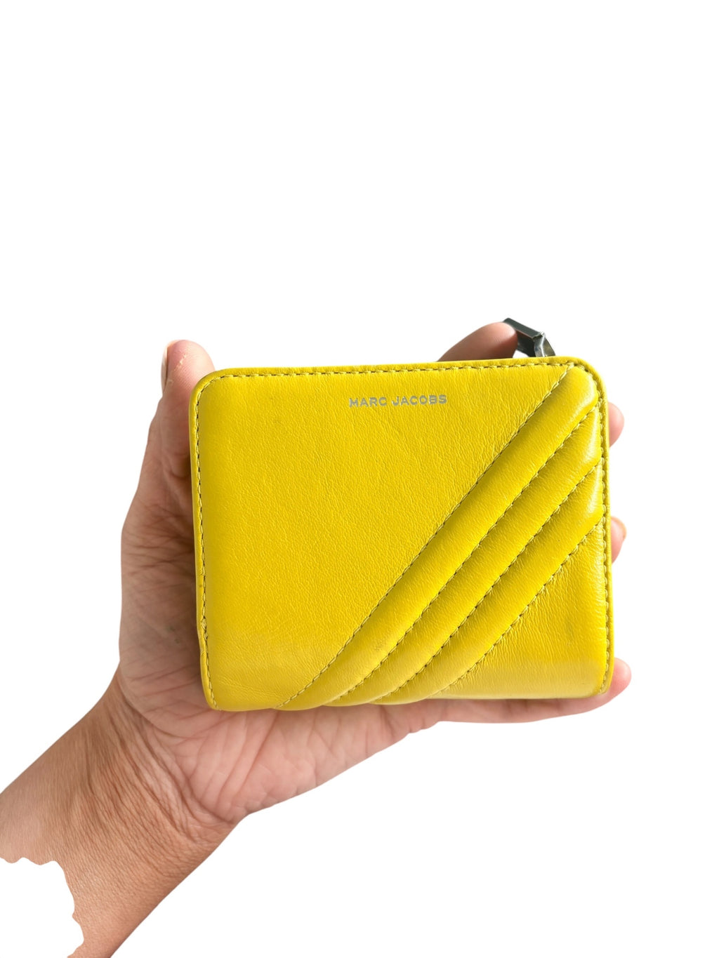Marc Jacobs The Glam Shot Mini Compact Wallet Yellow Quilted Leather - Image 3
