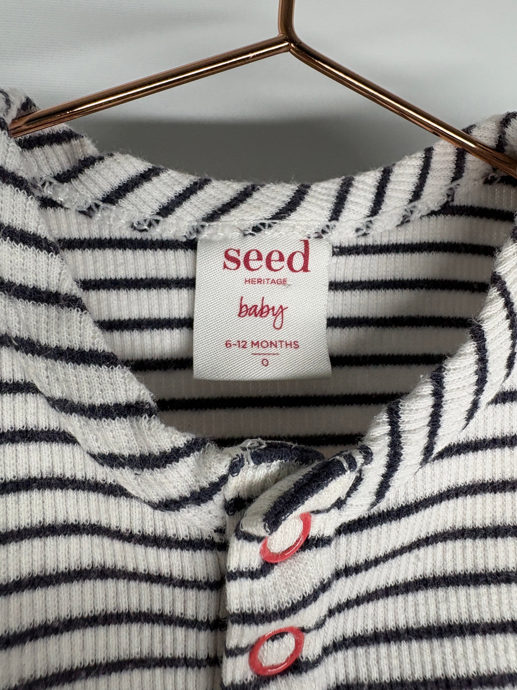 Seed Baby Girl Striped Floral Embroidered Romper White 3-6 Months - Image 5