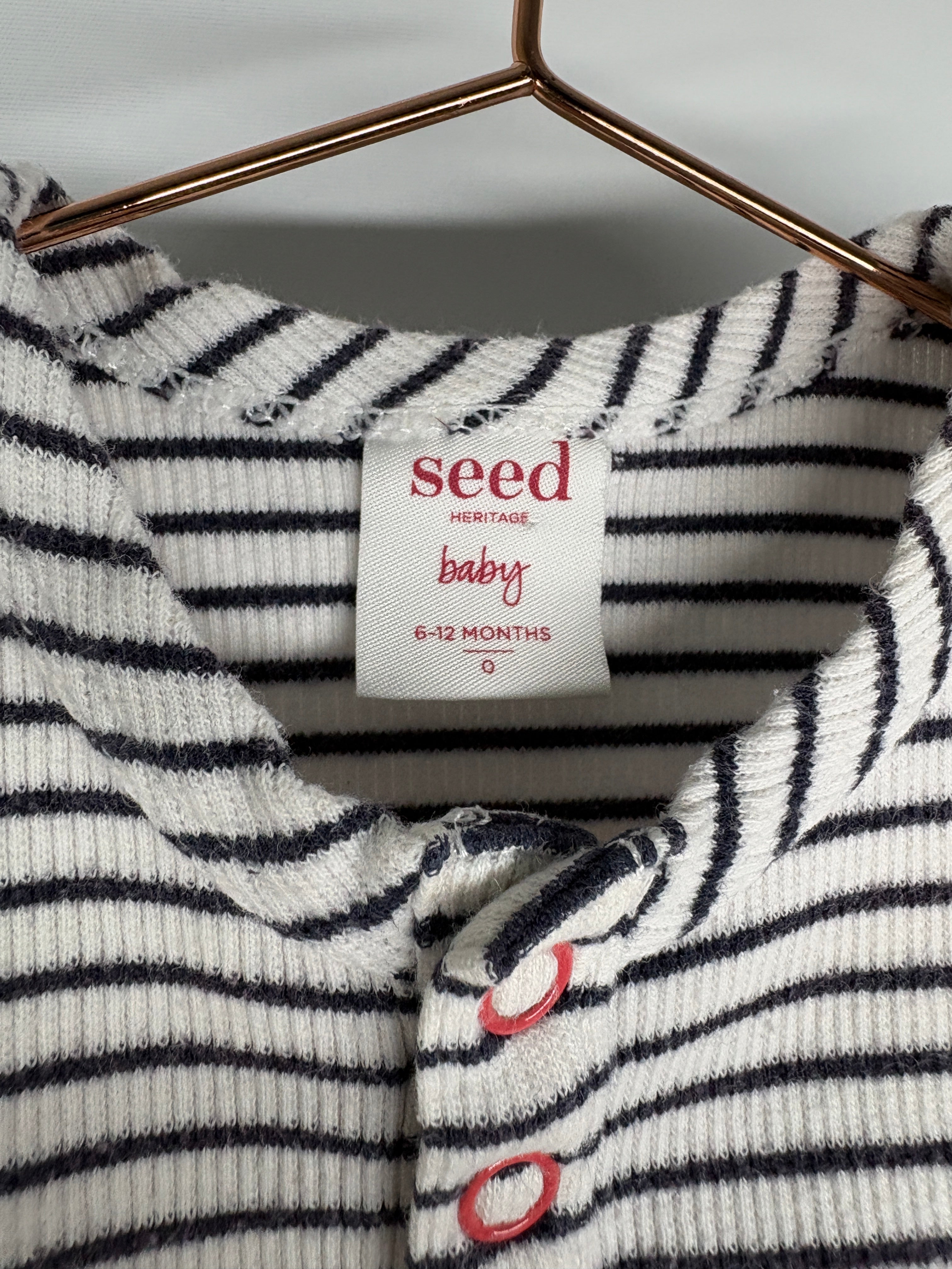 Seed Baby Girl Striped Floral Embroidered Romper White 3-6 Months - Image 5