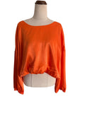 Gorman Satin Long Sleeve Blouse Orange Elastic Hem - Image 1