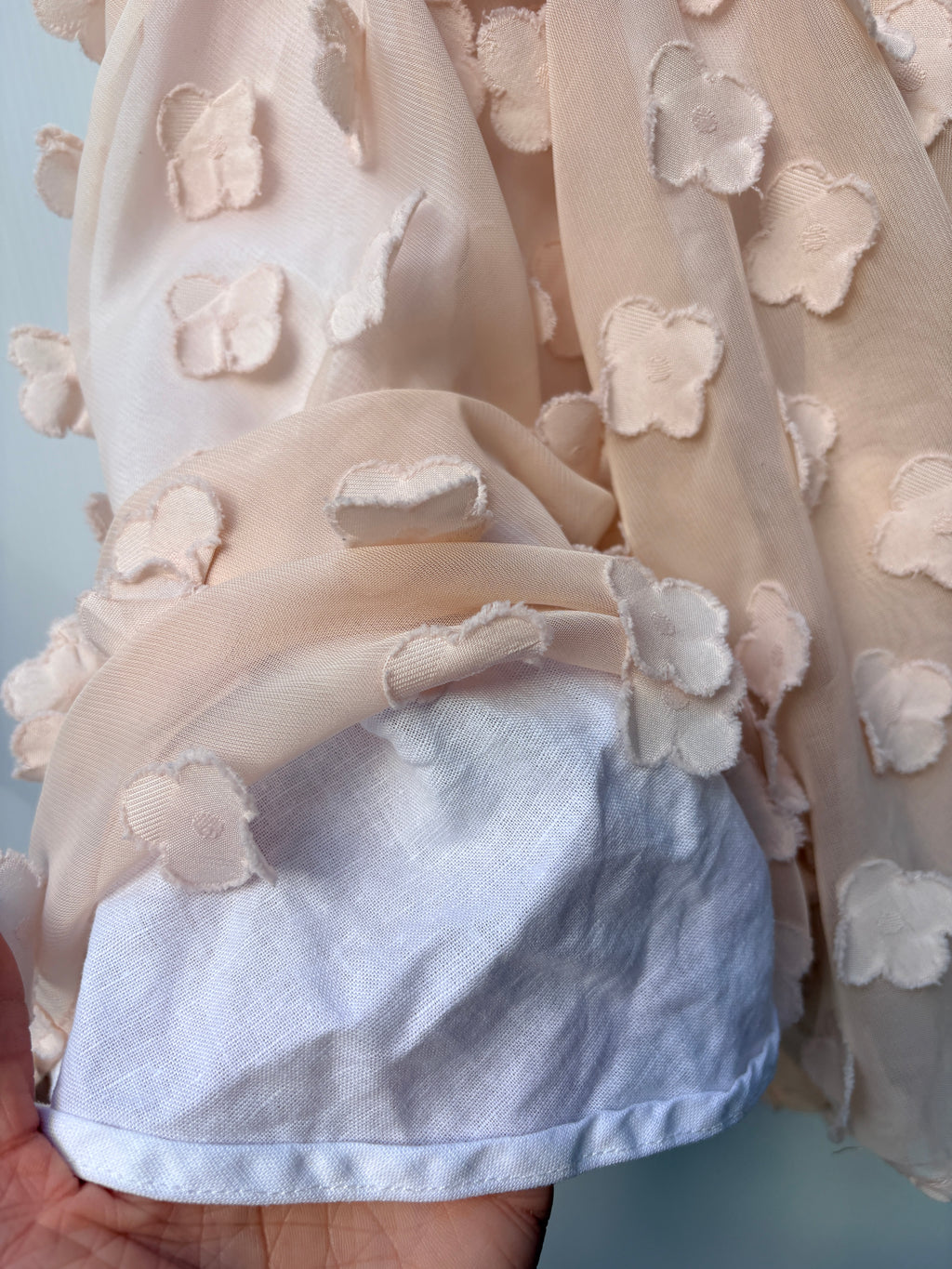 Chloé and Amélie Peach Floral Applique Tie-Strap Dress Size 2 - Image 4