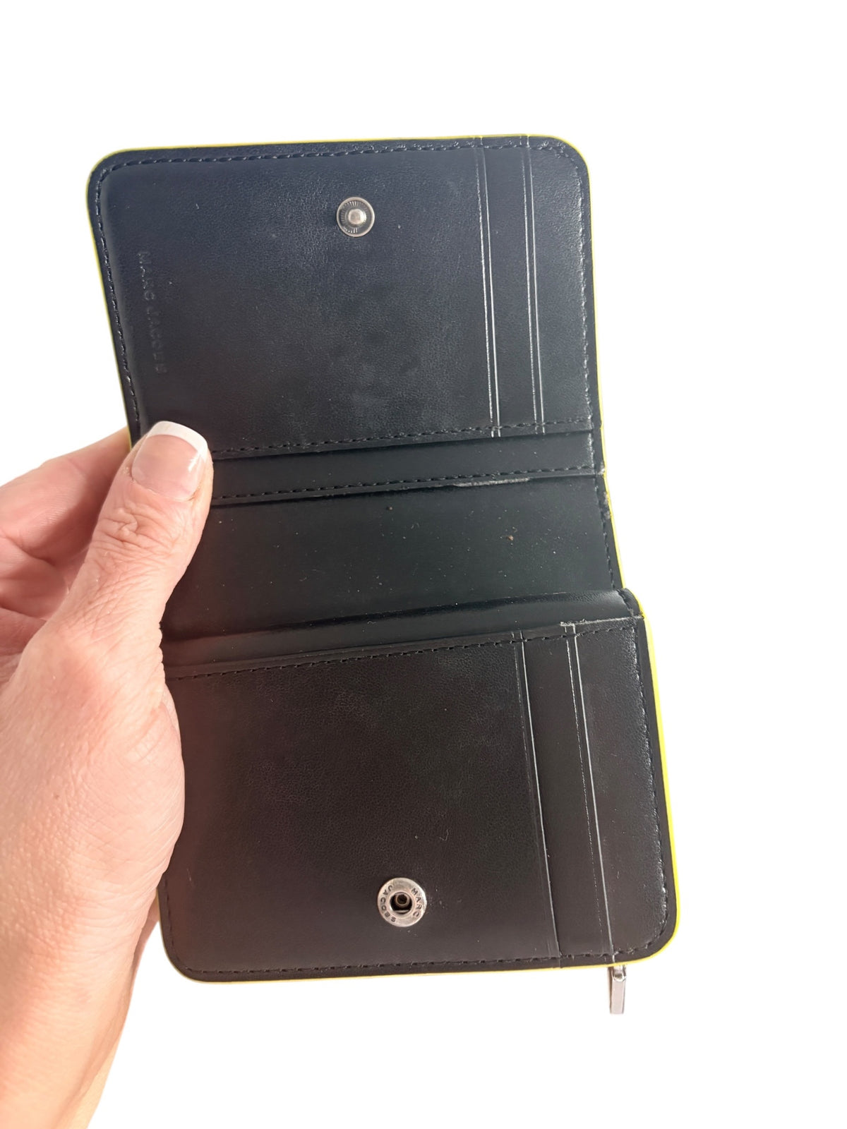 Marc Jacobs The Glam Shot Mini Compact Wallet Yellow Quilted Leather - Image 5
