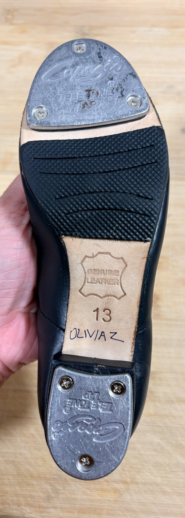 Capezio Mary Jane Tap Shoes Black Leather Size 13 - Image 4