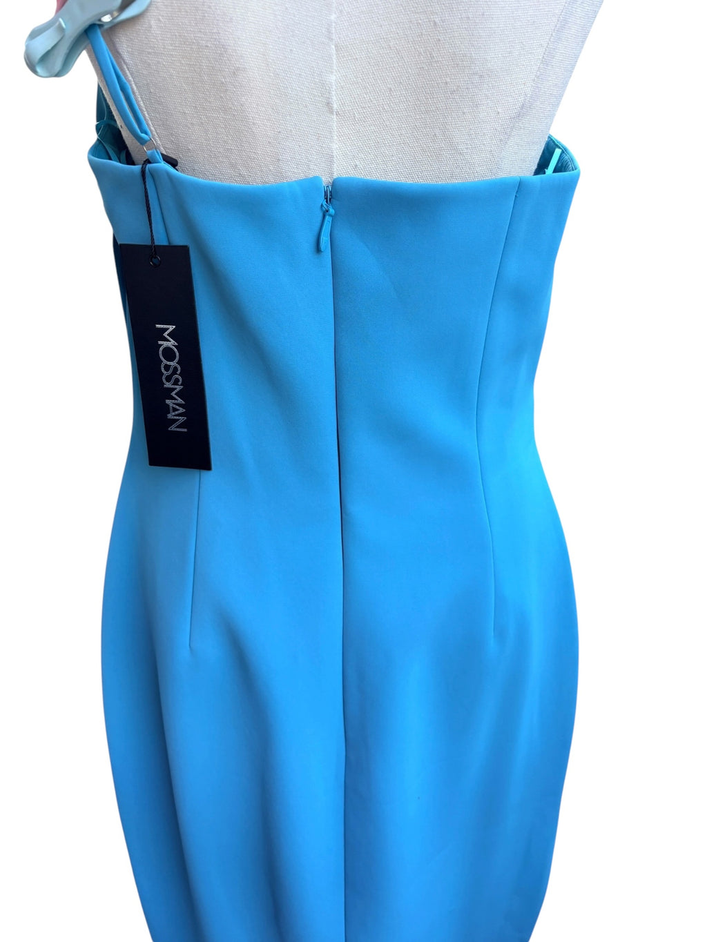 Mossman One-Shoulder Ruched Midi Dress Bright Blue Size 10 - Image 4